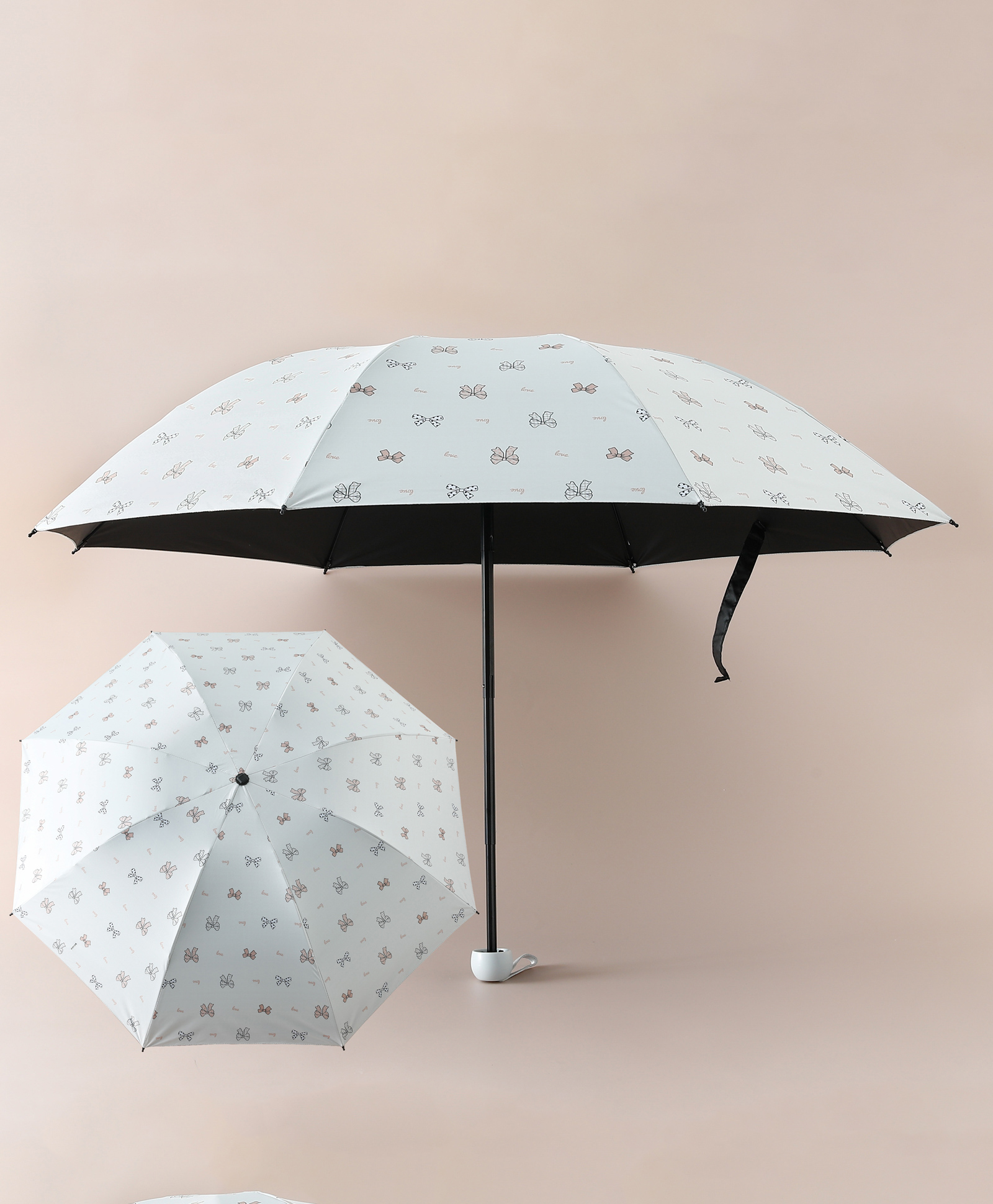 Pine Kids Free Size Umbrella with Bow Print - Beige-picture-20