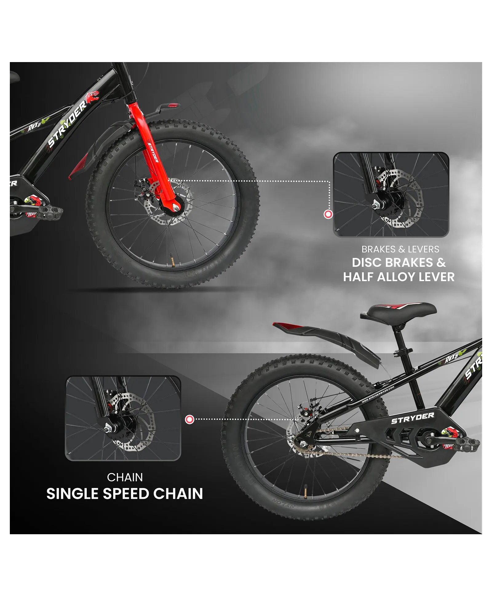 Stryder 20T BMX Rexy Dual Disc Kids Cycle Age 7 13 Years Height 48