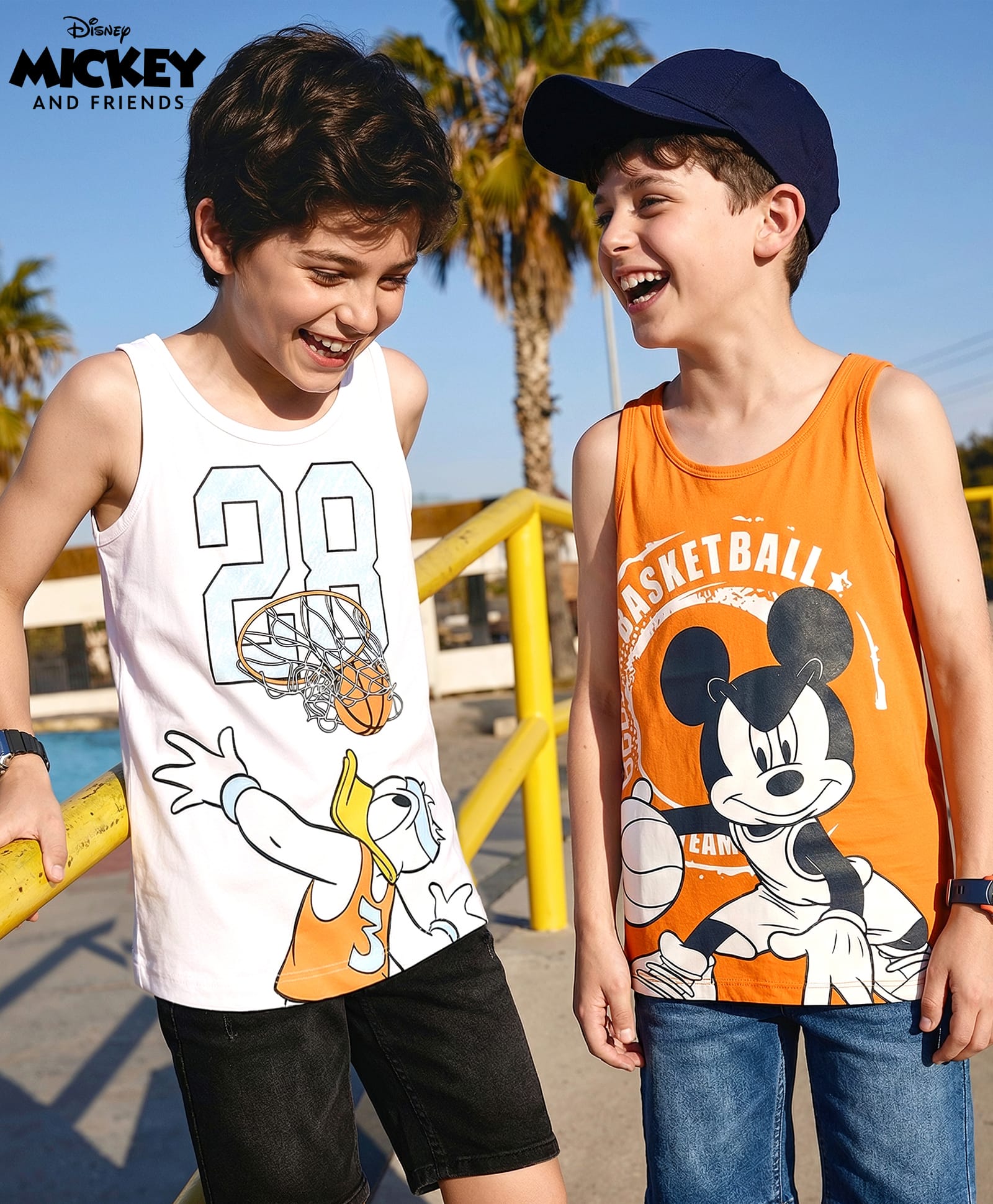 HoneyHap Disney Single Jersey Knit Sleeveless Vests With Mickey & Friends Graphics Pack of 2 - Multicolor-image-33