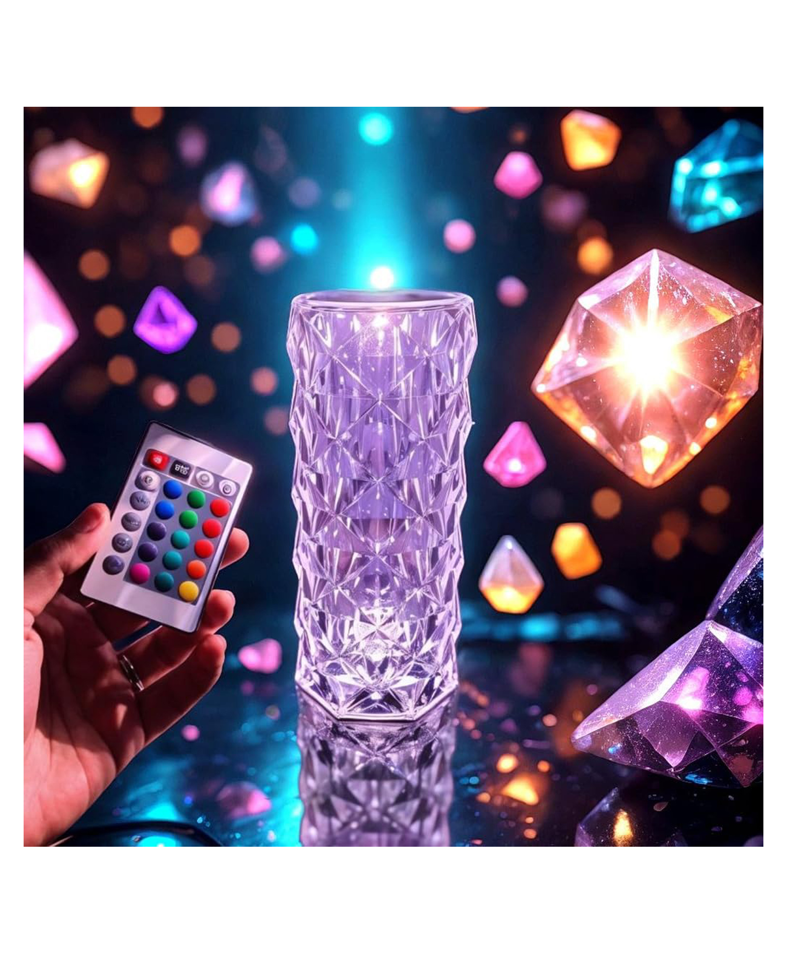 WOLTAX Crystal Diamond Touch LED Table Lamp for Kids & Home | USB Rechargeable Decorative Night Light | Touch Control Mood Lamp-image-45