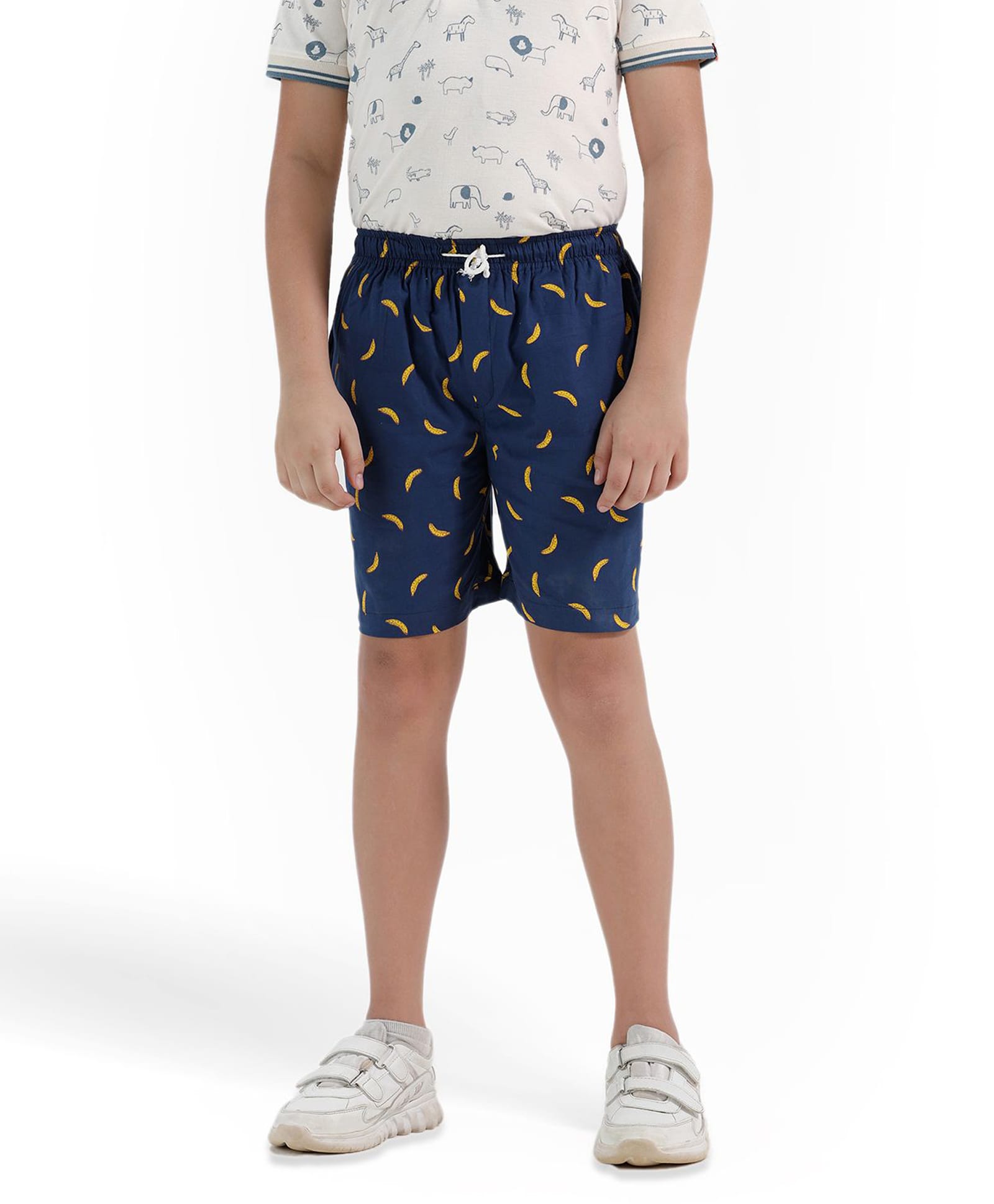 CHILINS 100% Cotton Woven Banana Printed Bermuda - Blue-image-45