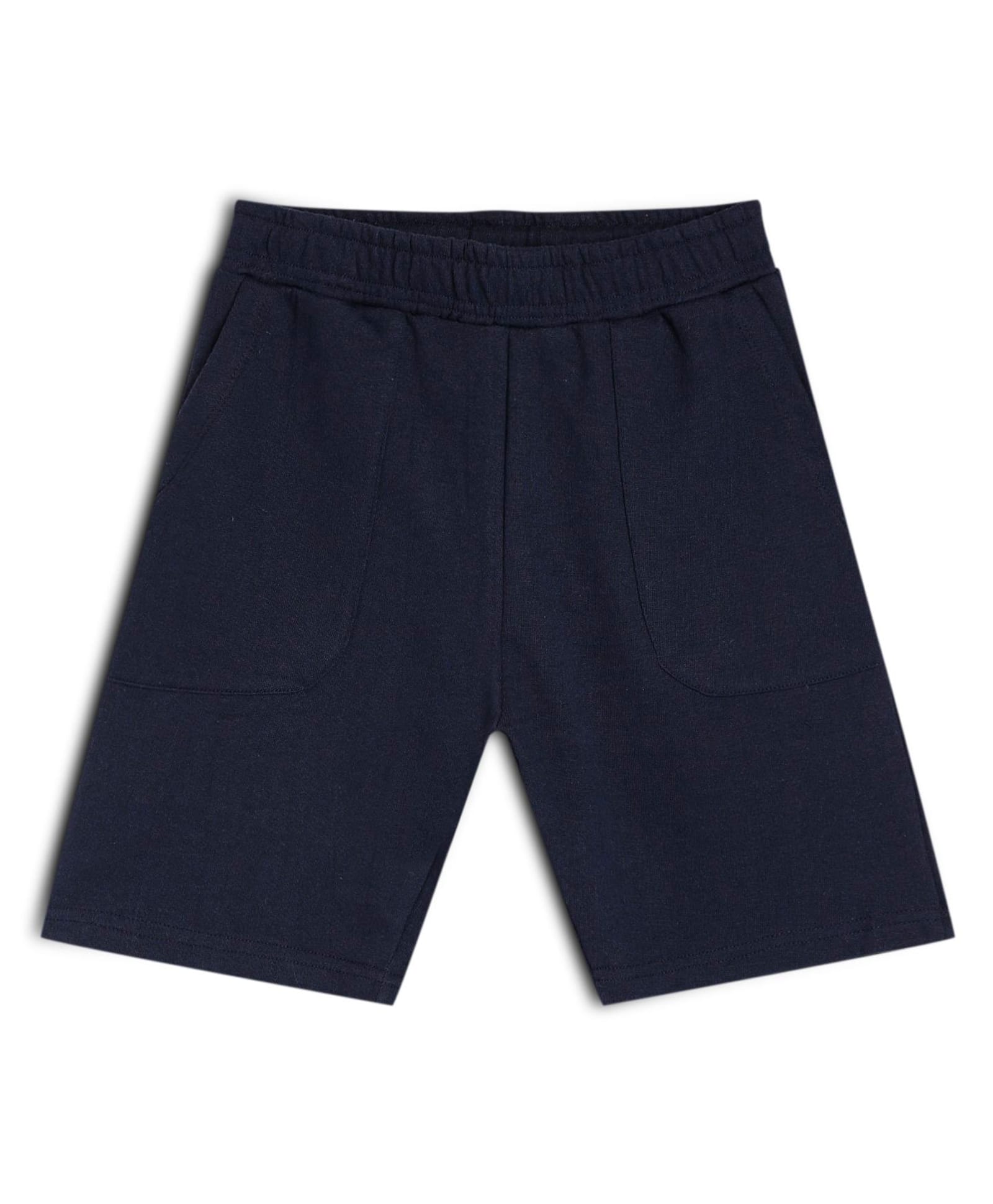 CHILINS 100% Cotton Knit Solid Shorts - Navy Blue-image-4