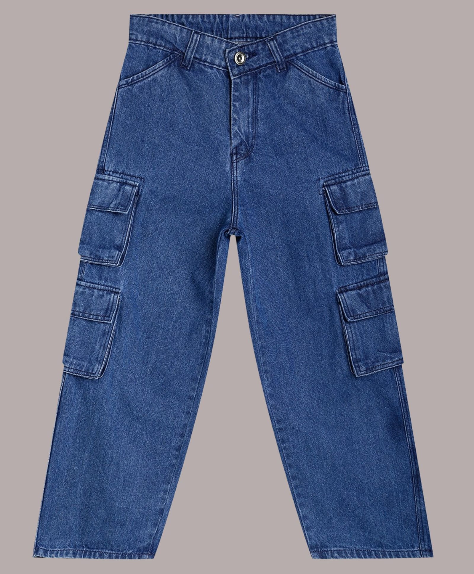 CHILINS Denim Woven Washed Cargo Jeans - Blue-picture-20