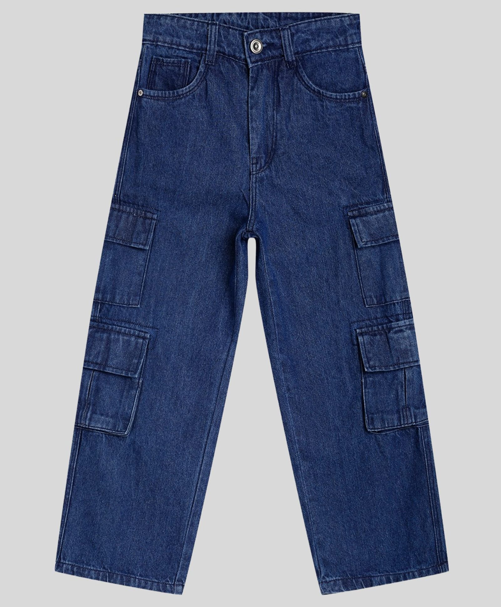 CHILINS Denim Woven Washed Cargo Jeans - Blue-image-44