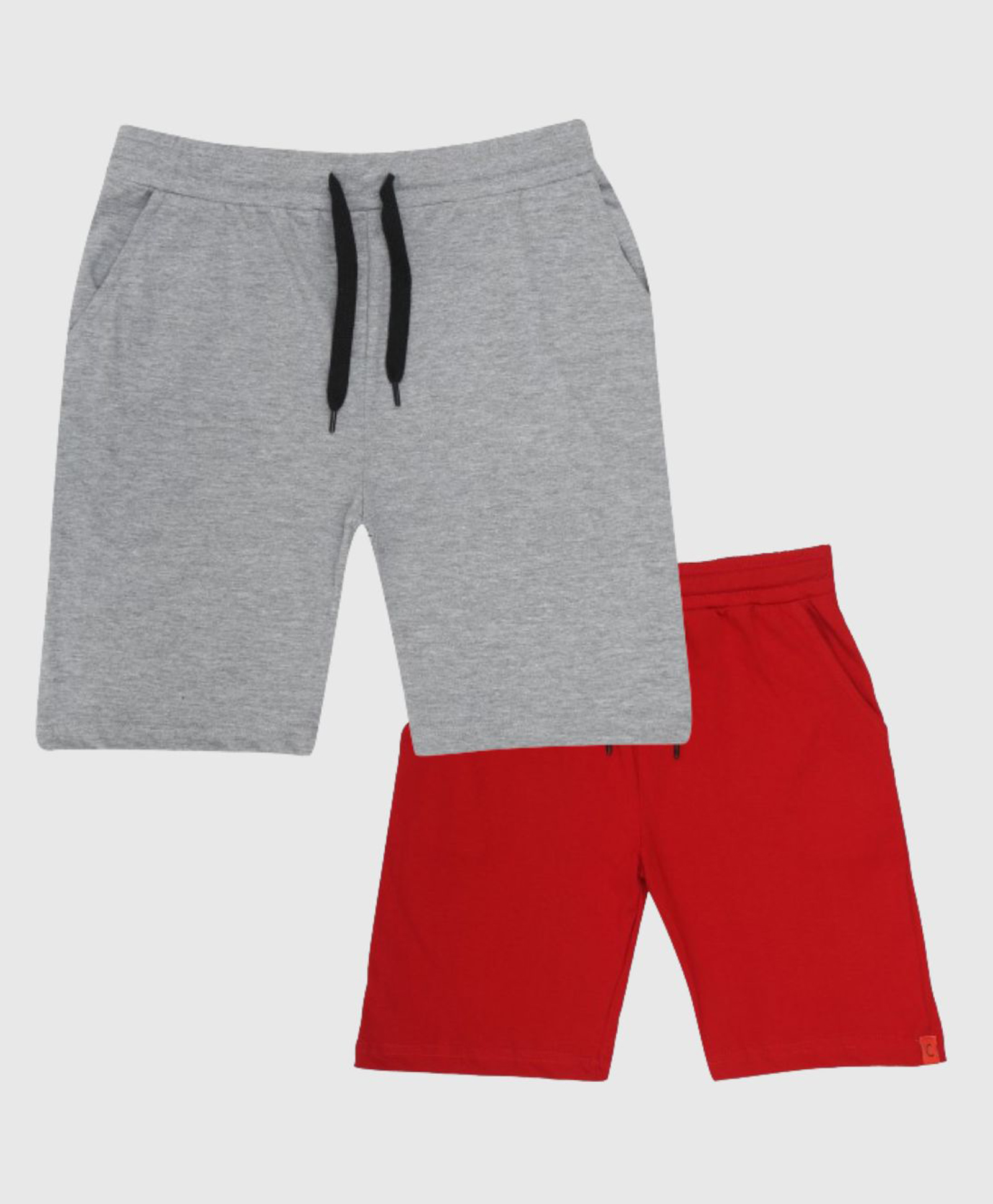 CHILINS Cotton Knit Pack Of 2 Solid Shorts - Grey & Red-picture-21