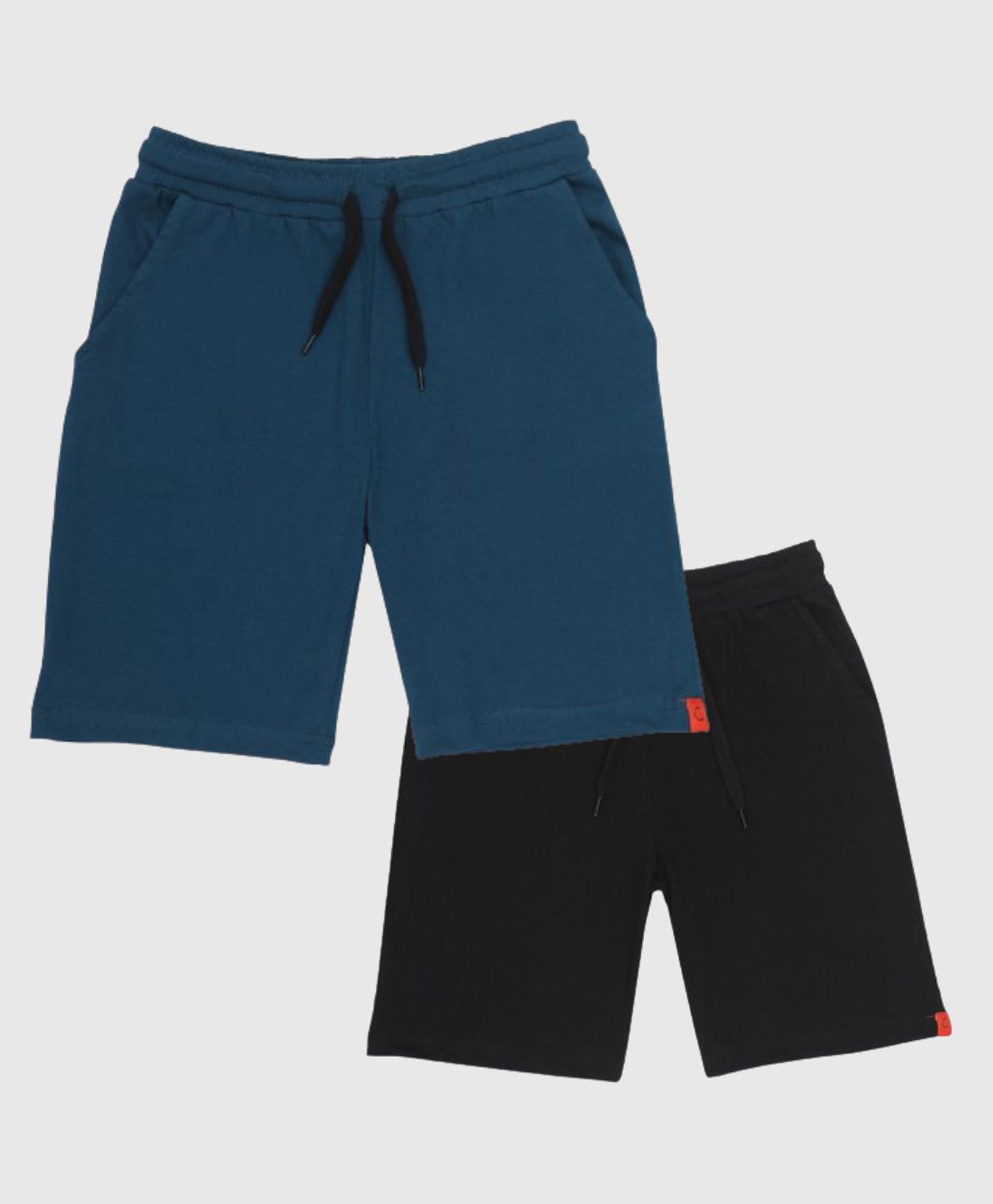 CHILINS Cotton Knit Pack Of 2 Solid Shorts - Black & Blue-picture-18