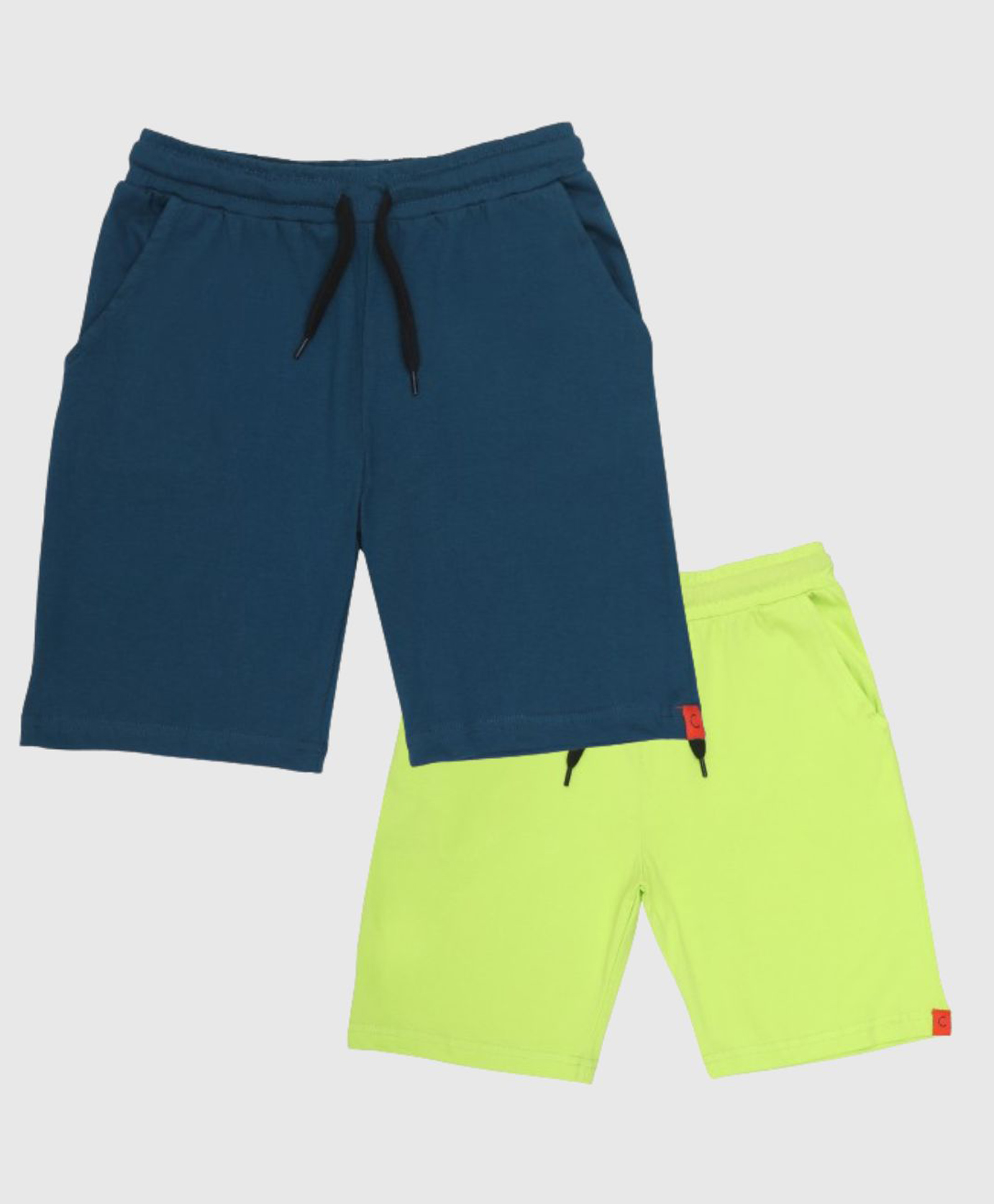 CHILINS Cotton Knit Pack Of 2 Solid Shorts - Blue & Green-picture-16