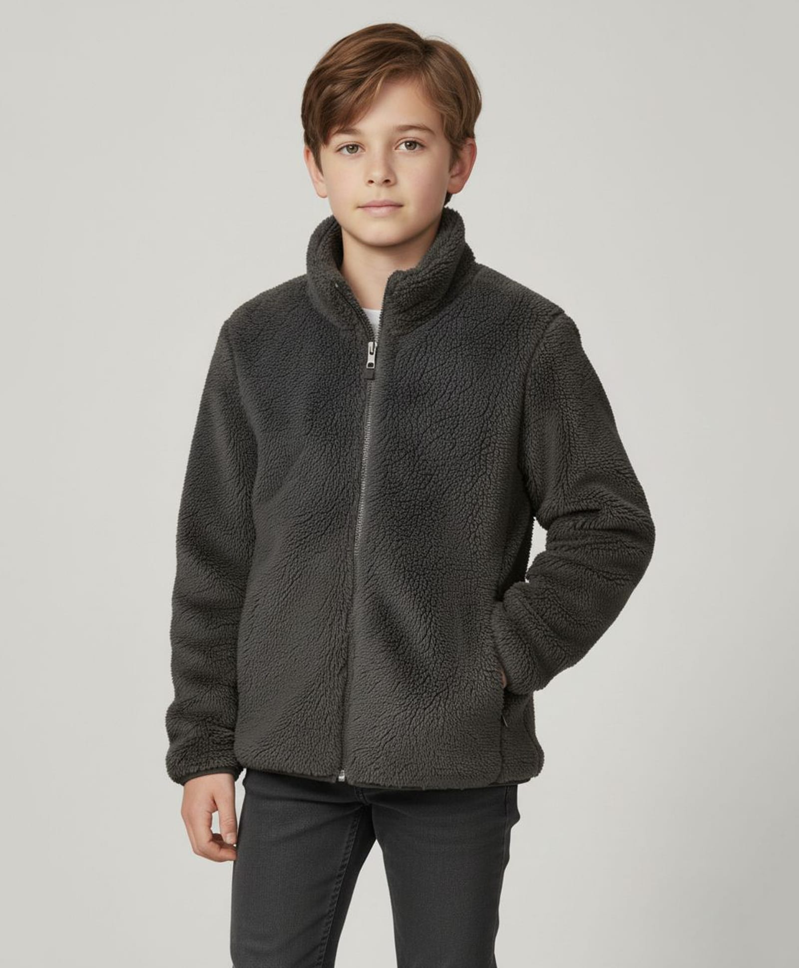 ALAN JONES Knit Full Sleeves Solid Light Winter Jacket - Dark Grey-picture-11