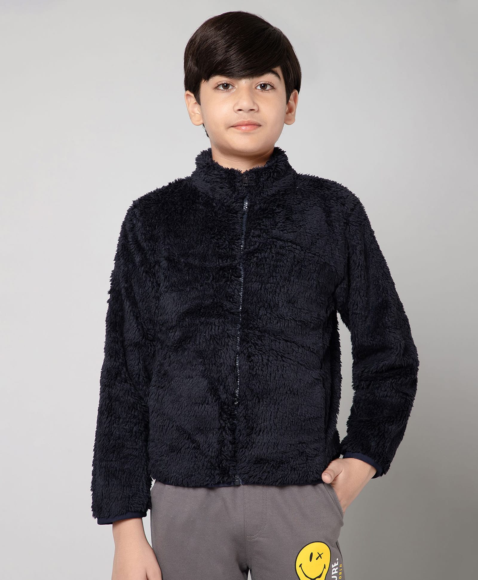 ALAN JONES Knit Full Sleeves Solid Light Winter Jacket - Navy Blue-picture-15