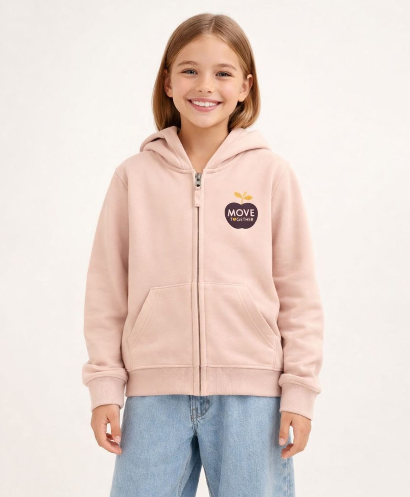 ALAN JONES Cotton Blend Knit Full Sleeves Move Together Text Printed Light Winter Hooded Jacket - Blush-picture-31