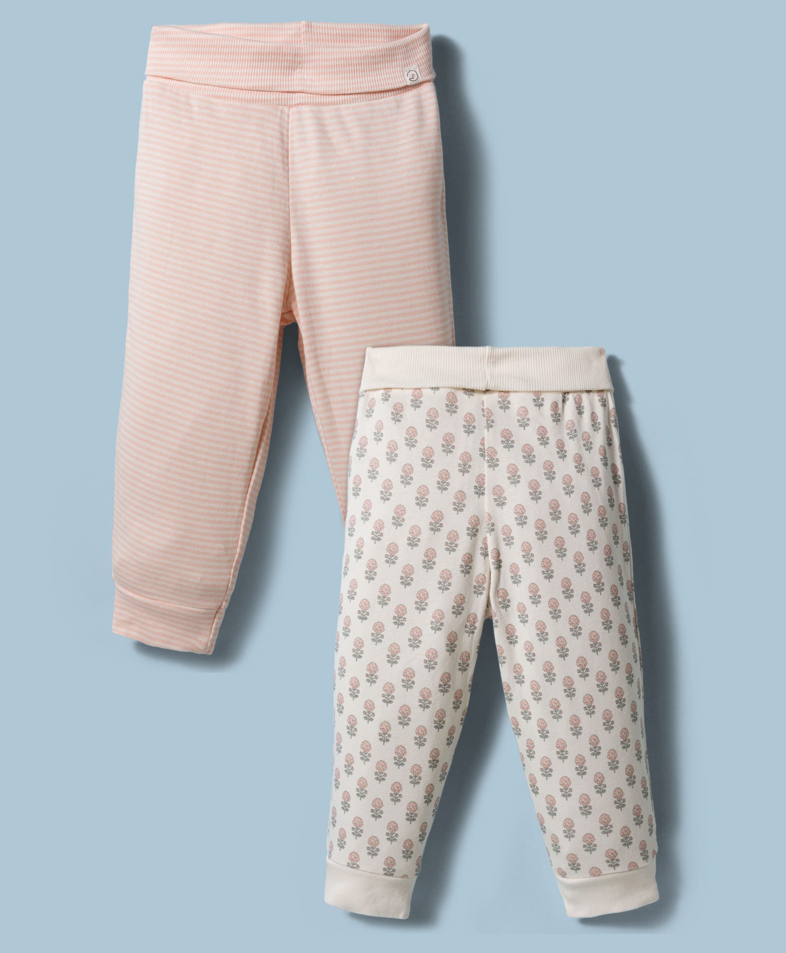 little planet by carter's Organic Cotton Knit Full Length Striped & Floral Printed Lounge Pant Pack Of 2 ( Colour May Vary )-picture-20
