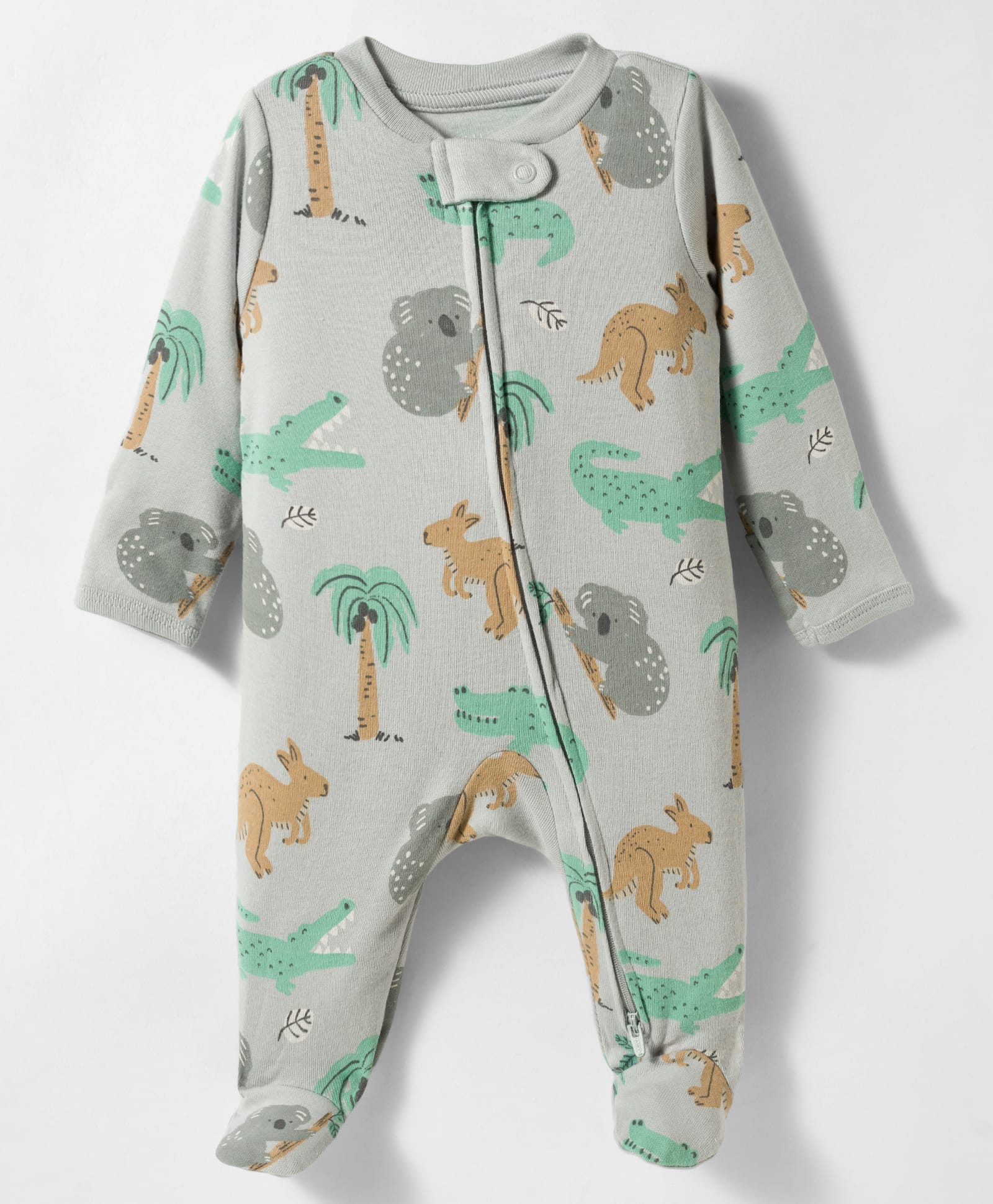 little planet by carter's Full Sleeves Sleepsuit With Animal Print - Grey-image-44