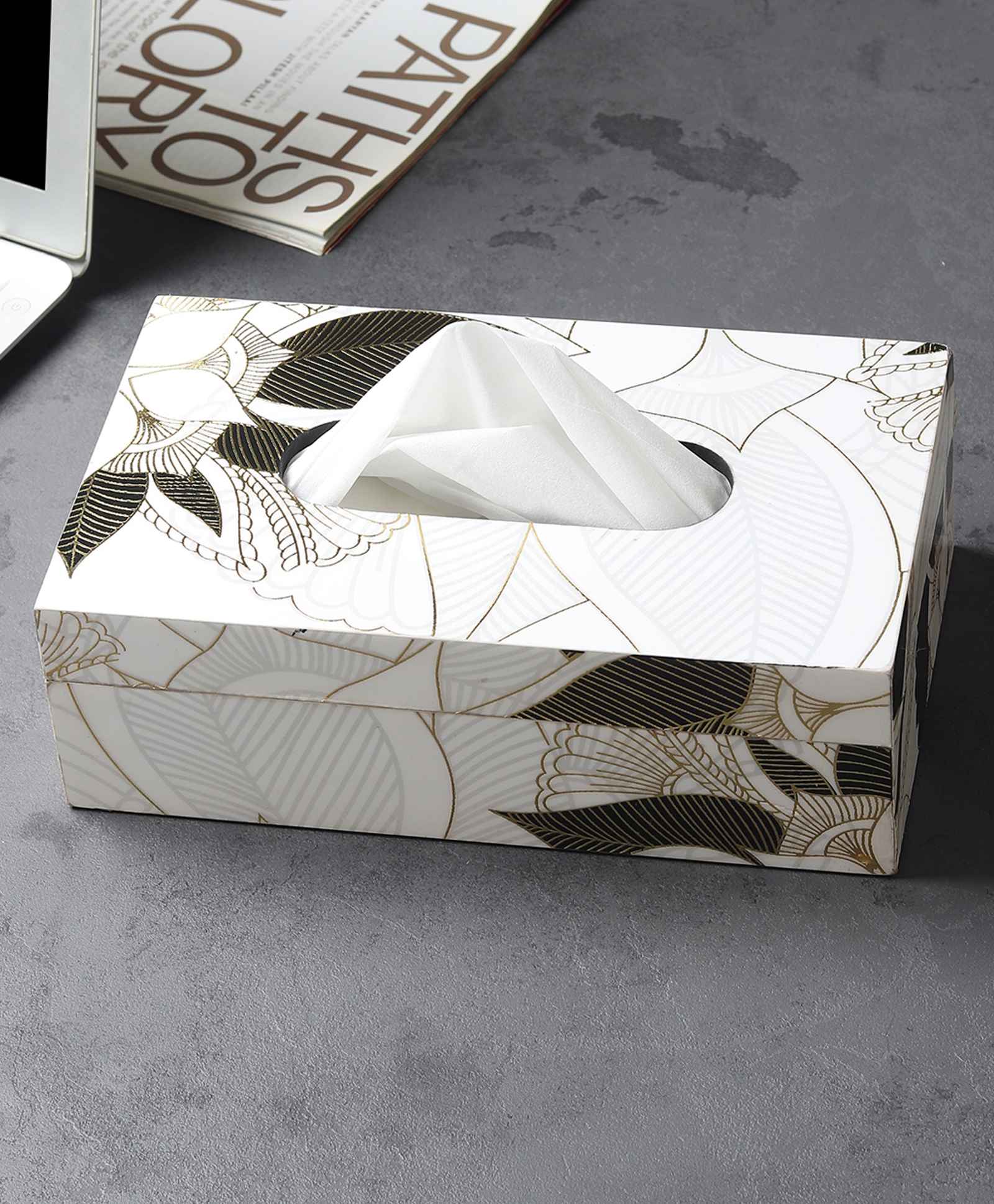 de maison decor De Maison Décor Ivory Noir Bloom Tissue Box-picture-10
