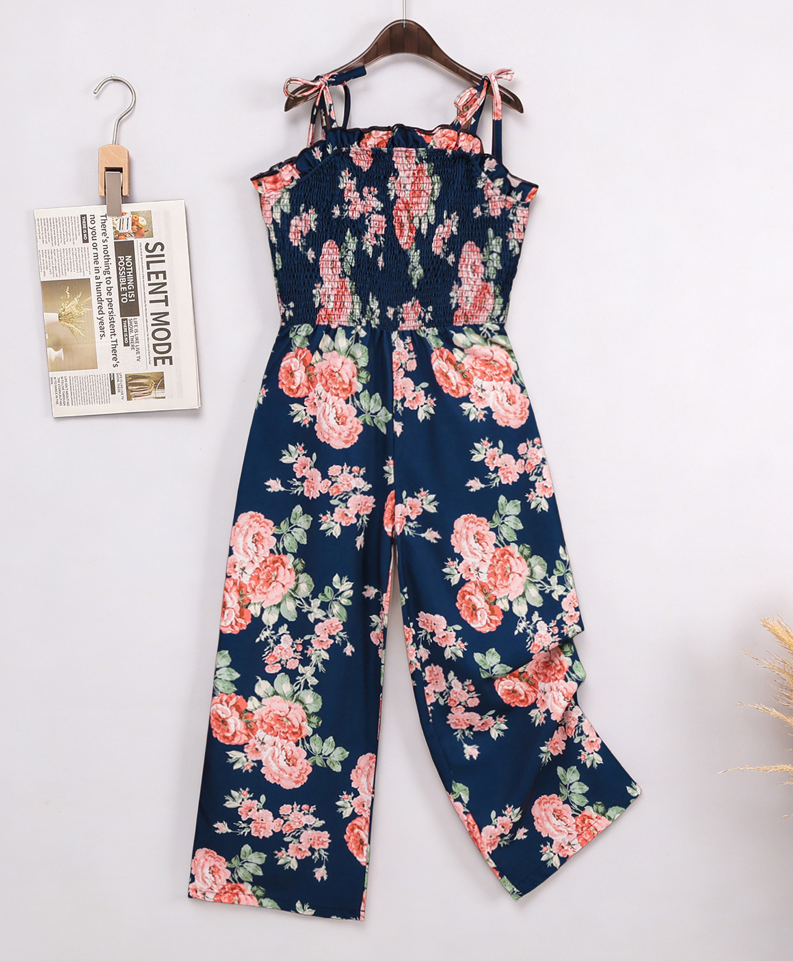 Mark & Mia Sleeveless Floral Printed Jumpsuit - Navy Blue-image-5