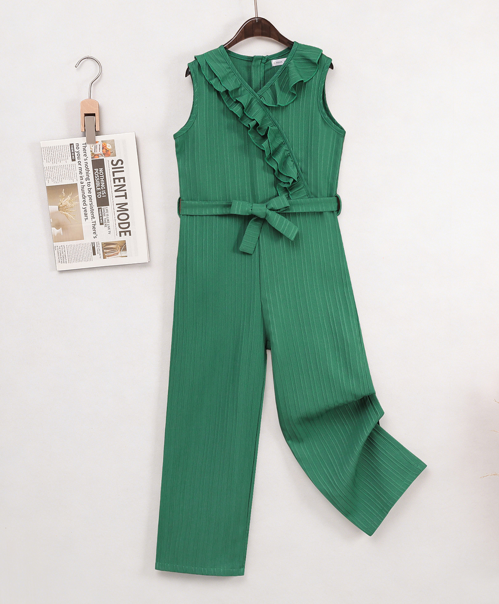 Mark & Mia Sleeveless Solid Jumpsuit With Frill Detailing - Green-picture-17