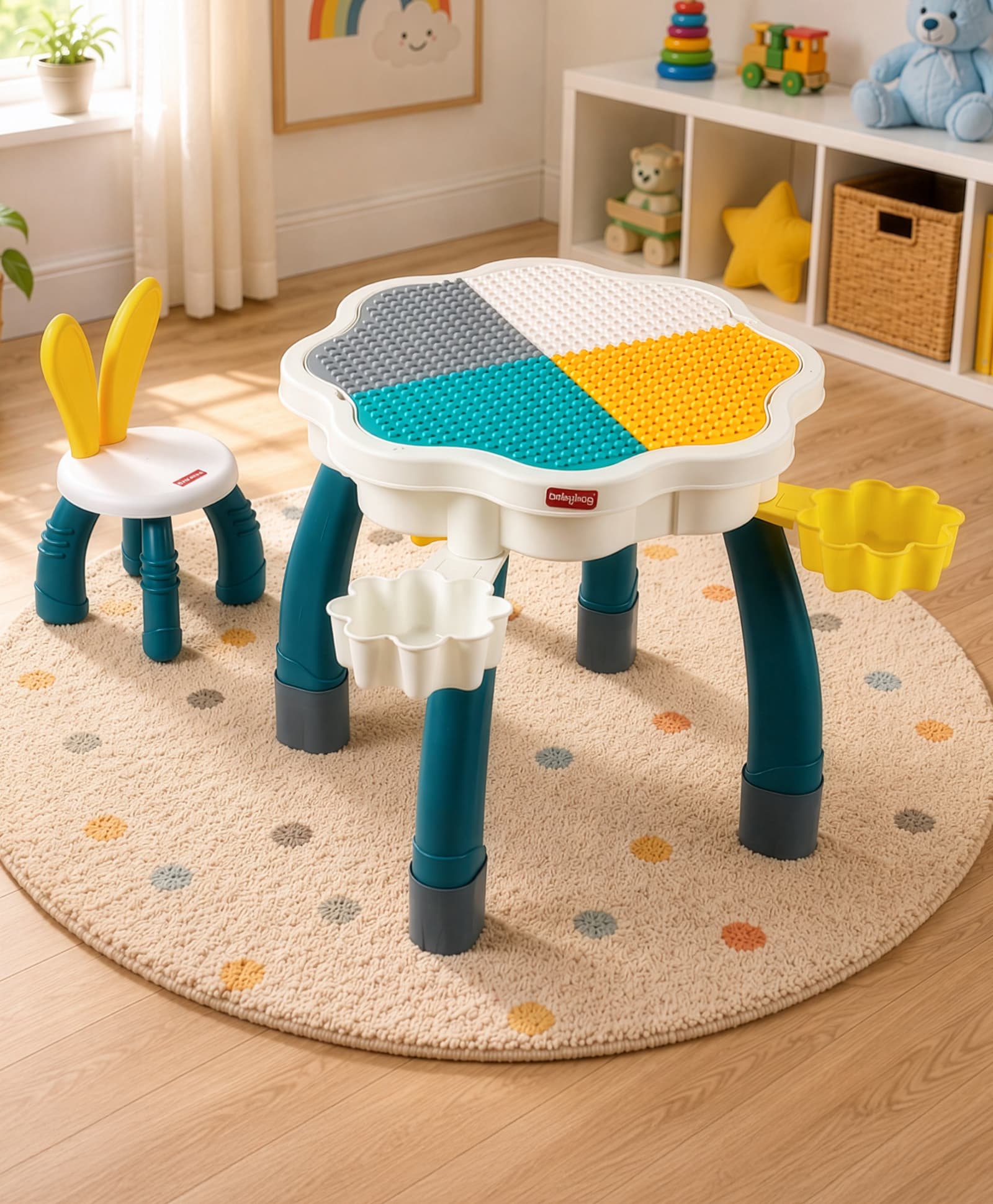 Babyhug Kids Activity Table & Chair Set - Multicolor| Building Block Surface| Storage Trays| Sturdy Chair| Easy to Assemble| Studying, Playing, Art & Craft, Drawing-picture-25