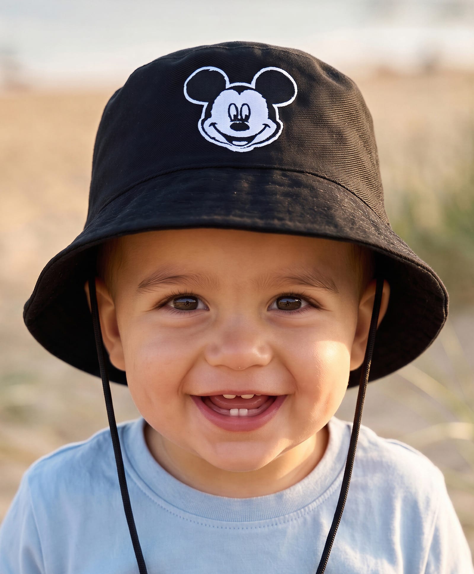 Babyhug Disney Cotton Woven Summer Bucket Cap With Micky Mouse Embroidery Black - Diameter 22 cm-image-22