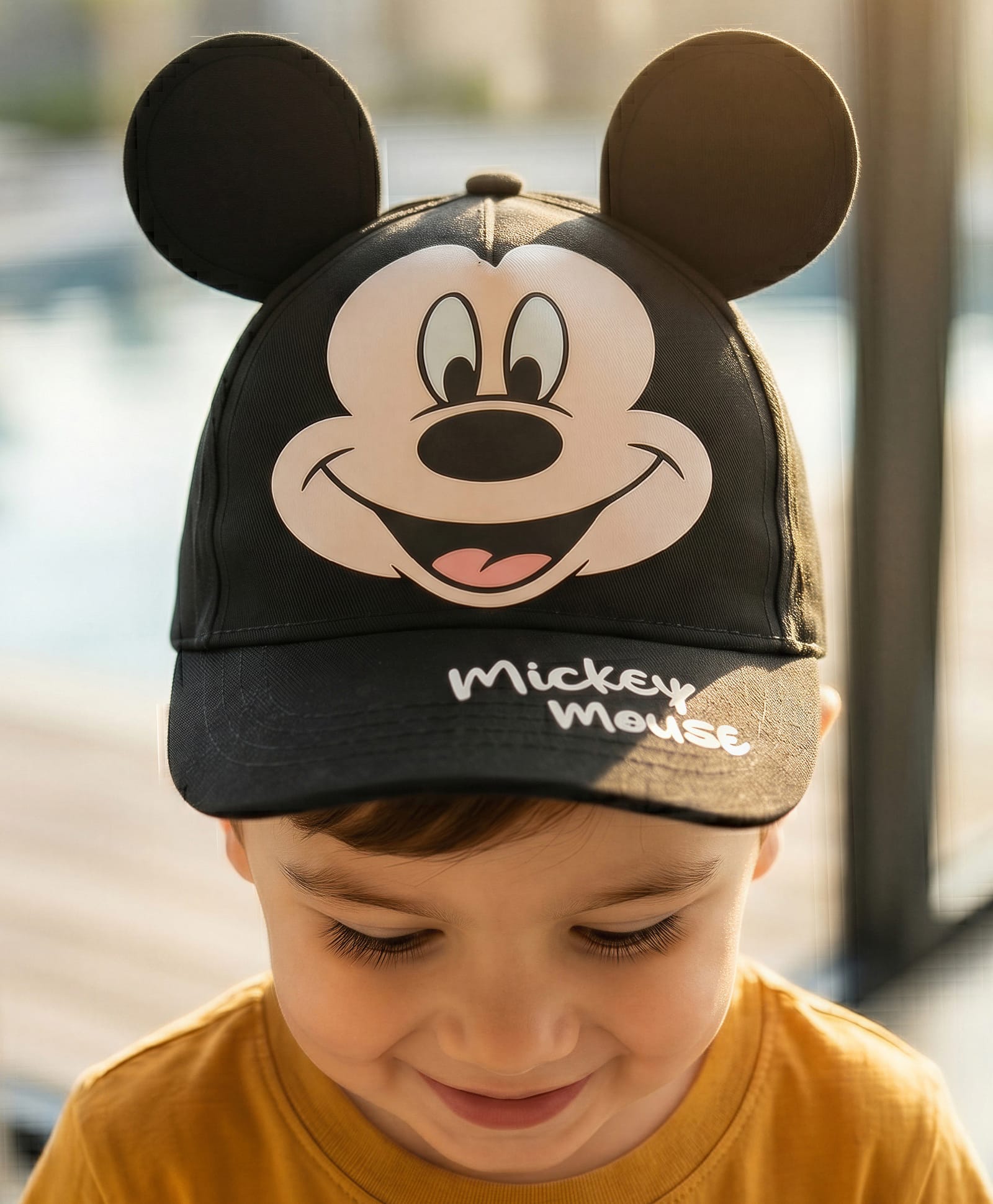 Babyhug Disney Cotton Woven Summer Cap With Mickey Mouse Graphics & Ear Applique Black - Diameter 19 cm-picture-25