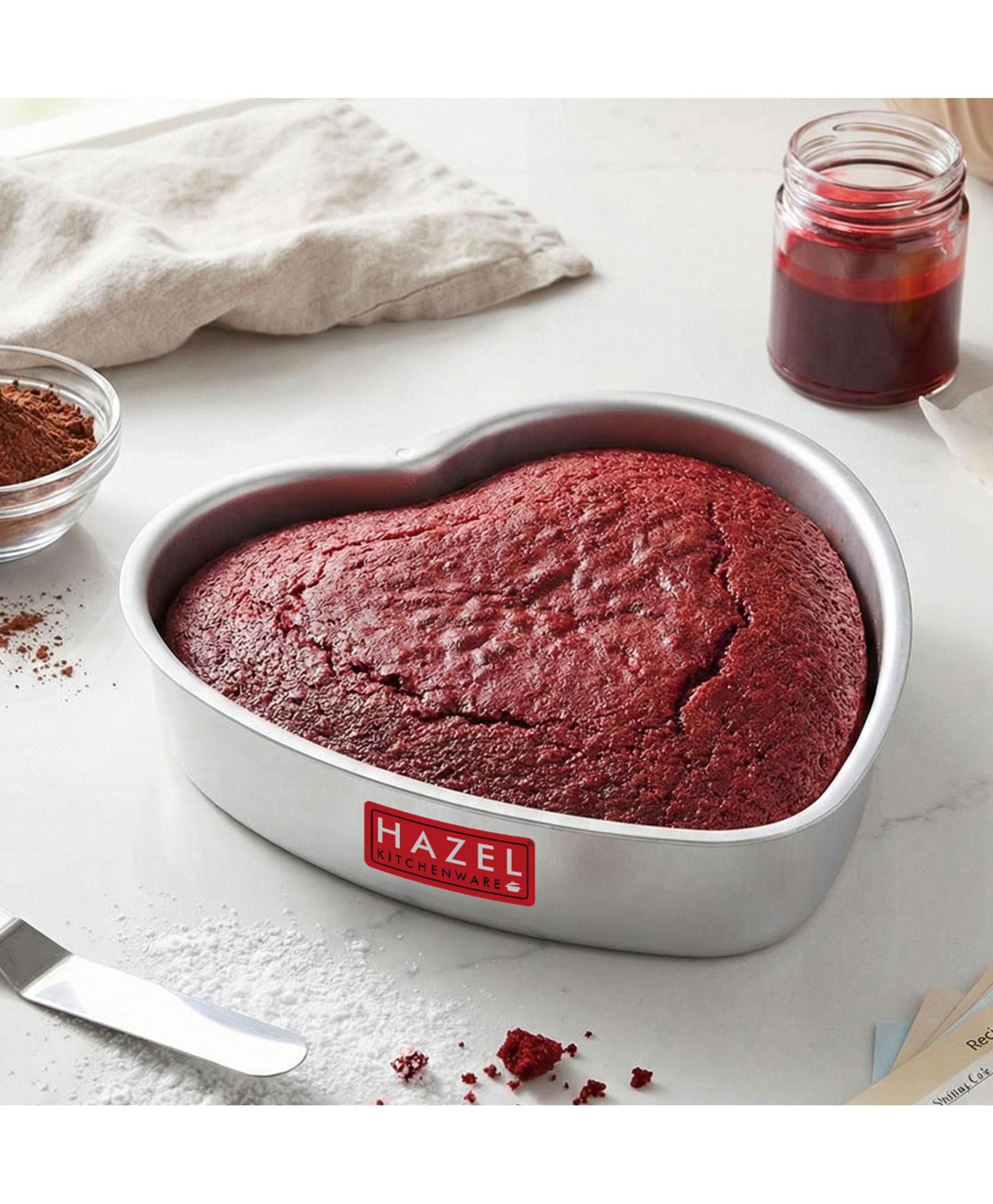 HAZEL Heart Shape Aluminium Cake Mould, 16.5cm | Small Baking Tin for Mini Cakes, Brownies & Desserts, 700ml | OTG & Microwave Convection Safe-image-9