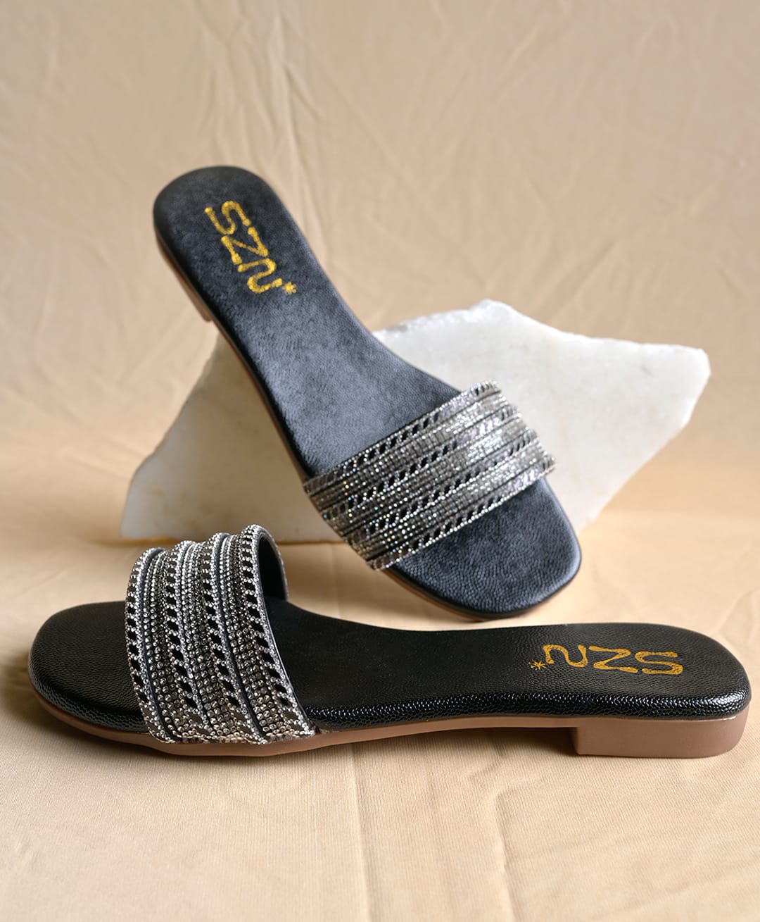 NZS Beads Embellished Sandals - Black-image-25