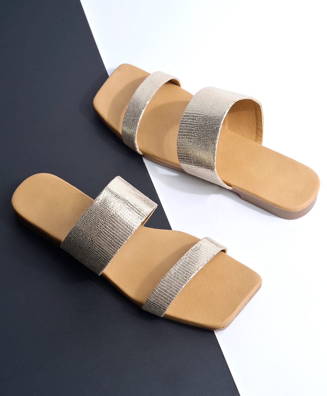 NZS Metallic Textured Sandals - Golden-picture-19