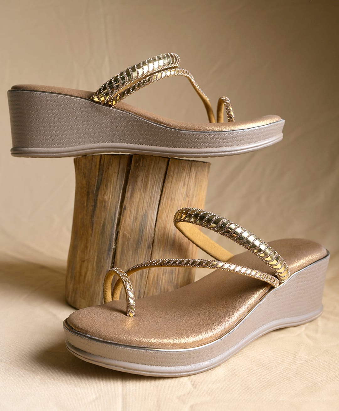 NZS Metallic Braided Strap Detailed Heels Sandals - Brown-picture-15