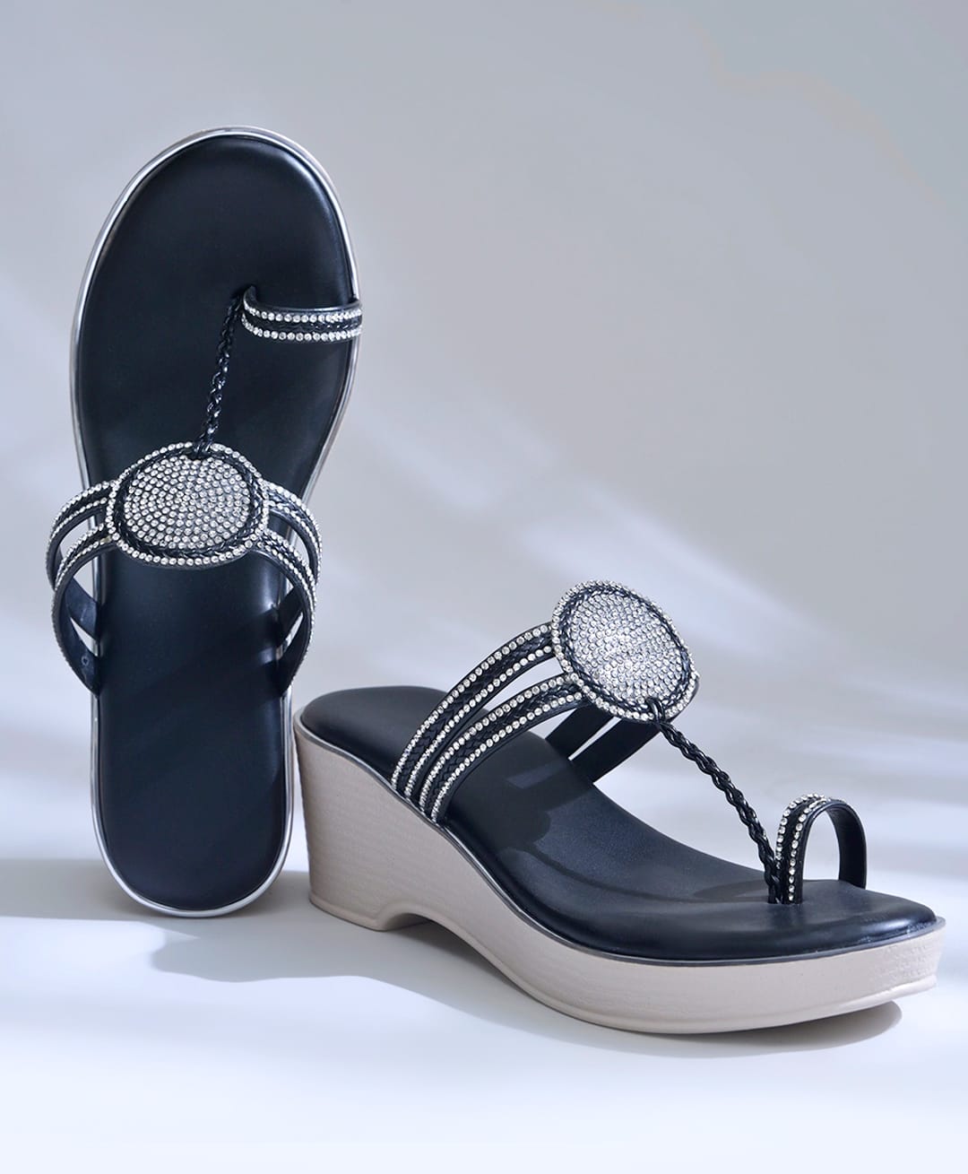 NZS Stone Embellished Sandals - Black-picture-18