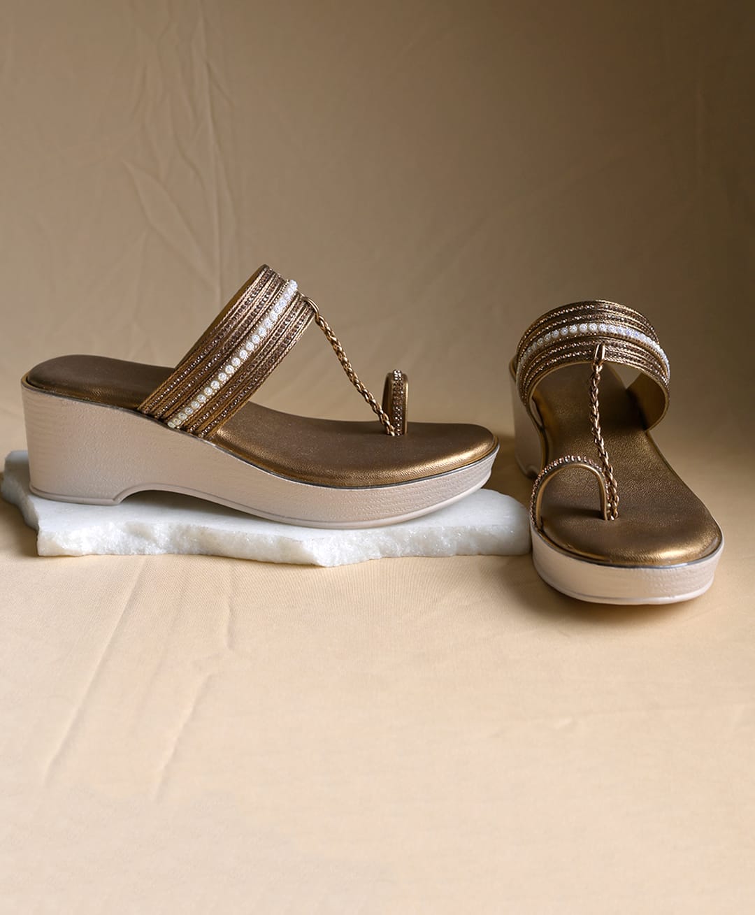 NZS Stone Embellished Strap Sandals - Brown-picture-14