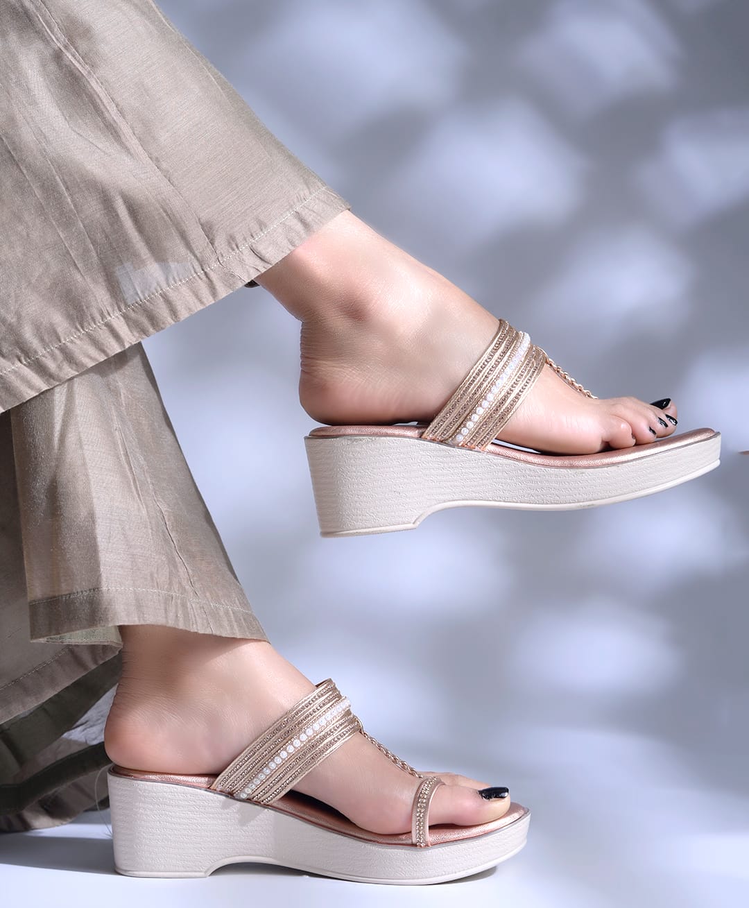 NZS Stone Embellished Strap Sandals - Rose Gold-picture-22