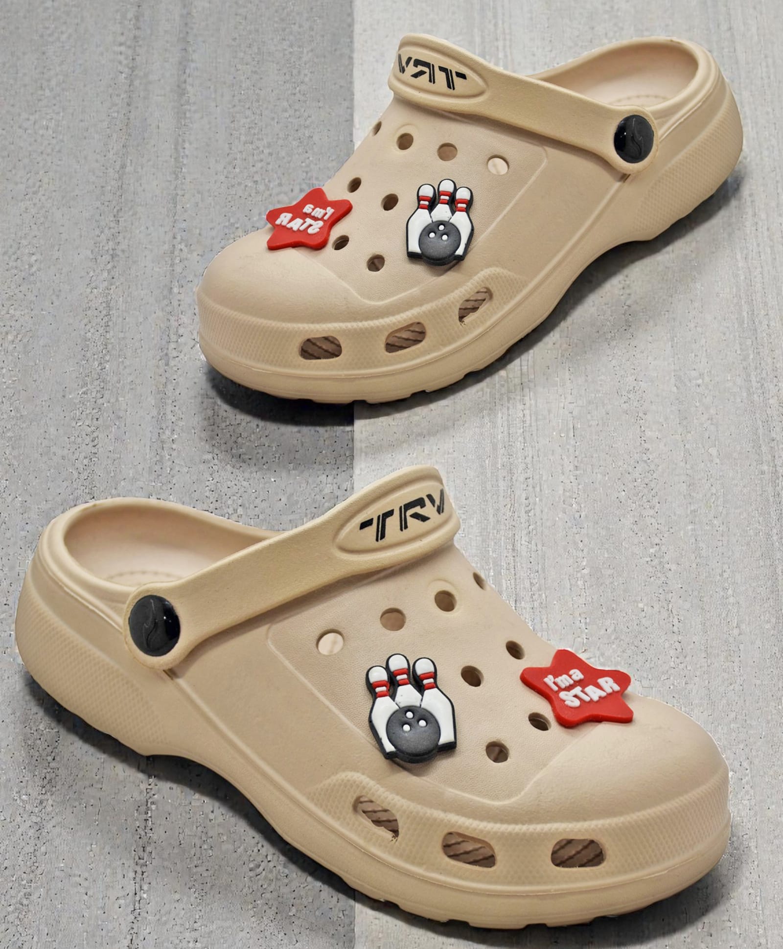 TRV Bowling Applique Detailed Perforated Slingback Clogs - Beige-picture-17