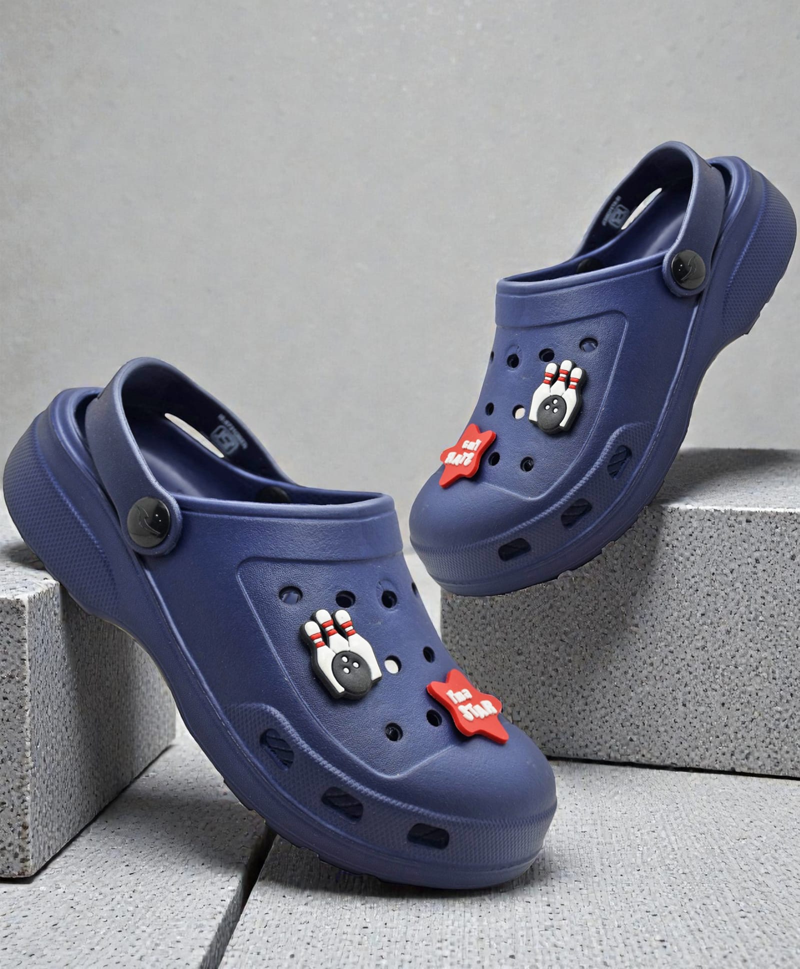 TRV Bowling Applique Detailed Perforated Slingback Clogs - Blue-picture-25