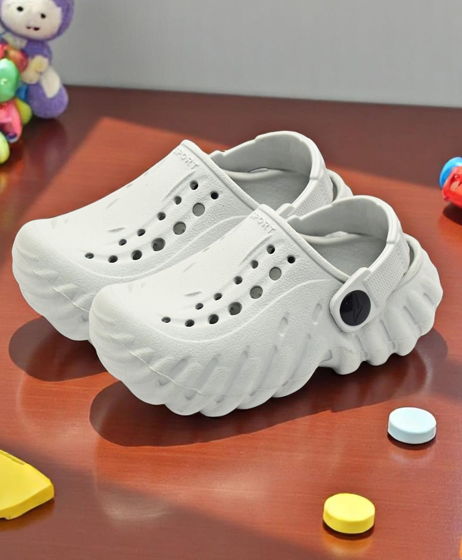 TRV Solid Perforated Slingback Clogs - Grey-picture-12