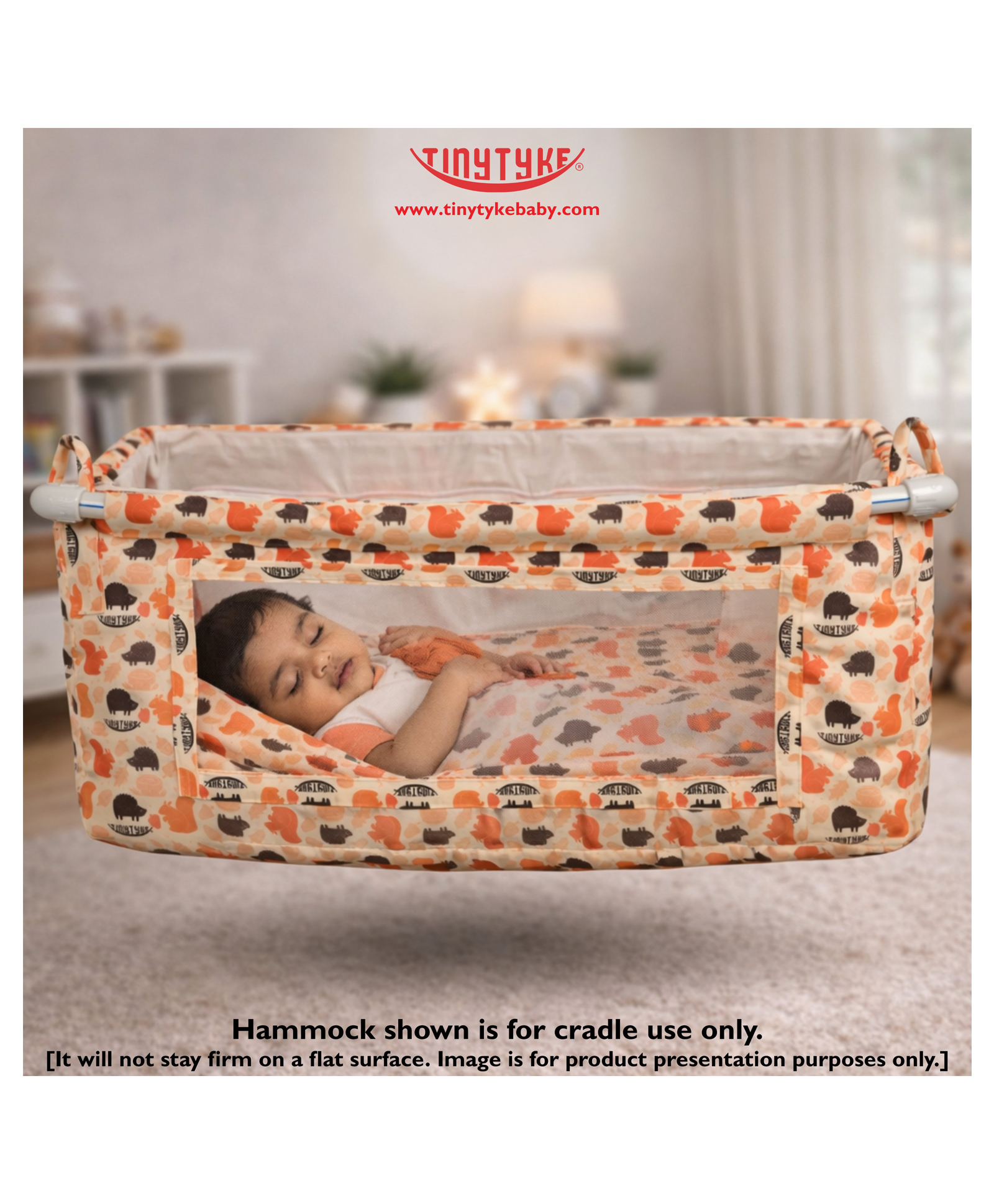 TinyTyke- Premium Square Hammock | See Through Mesh | Mattress