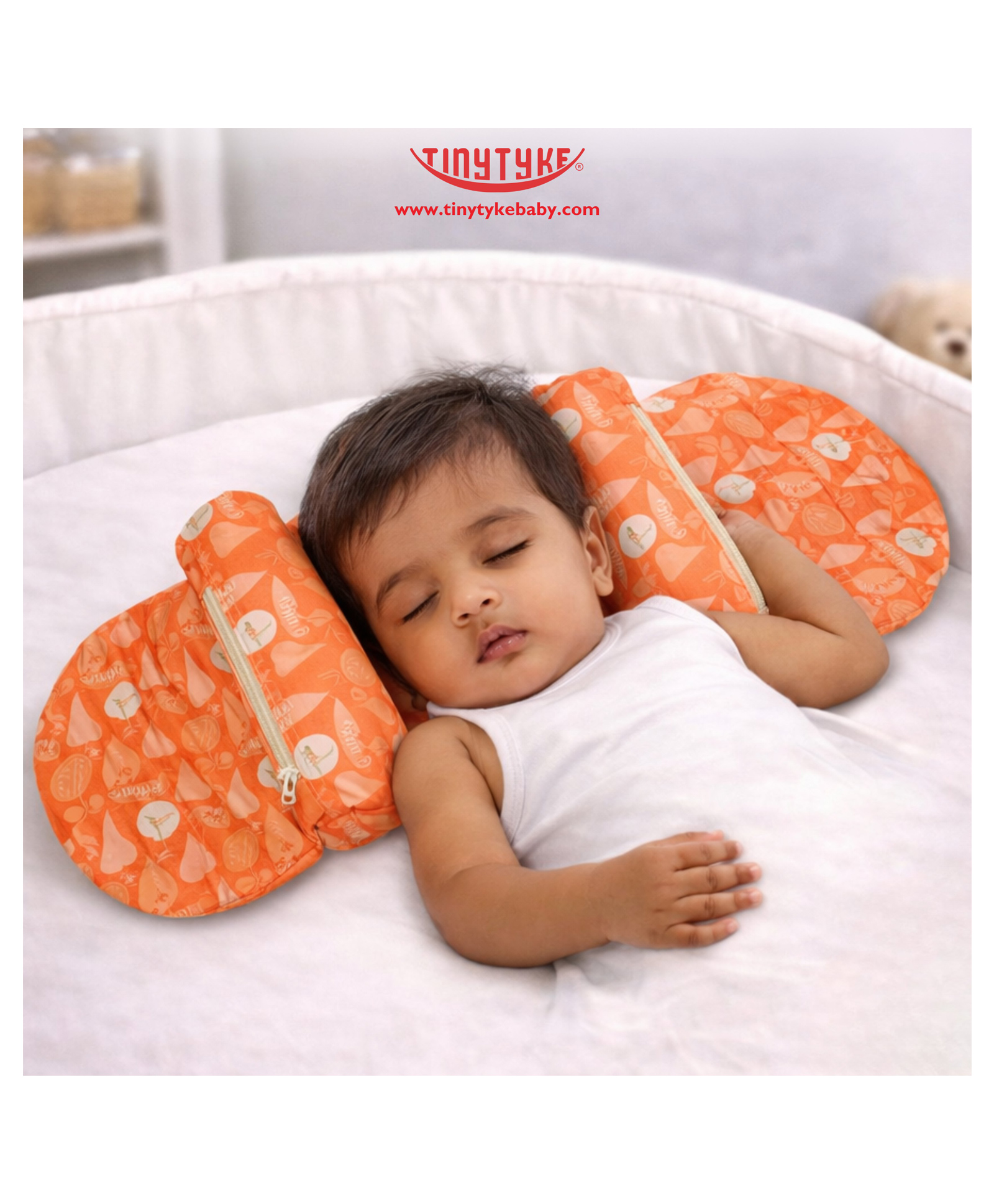 TinyTyke- Baby Head Hug Sliding Pillow | Sliding Adjustability | Head Alignment | Orange-image-31