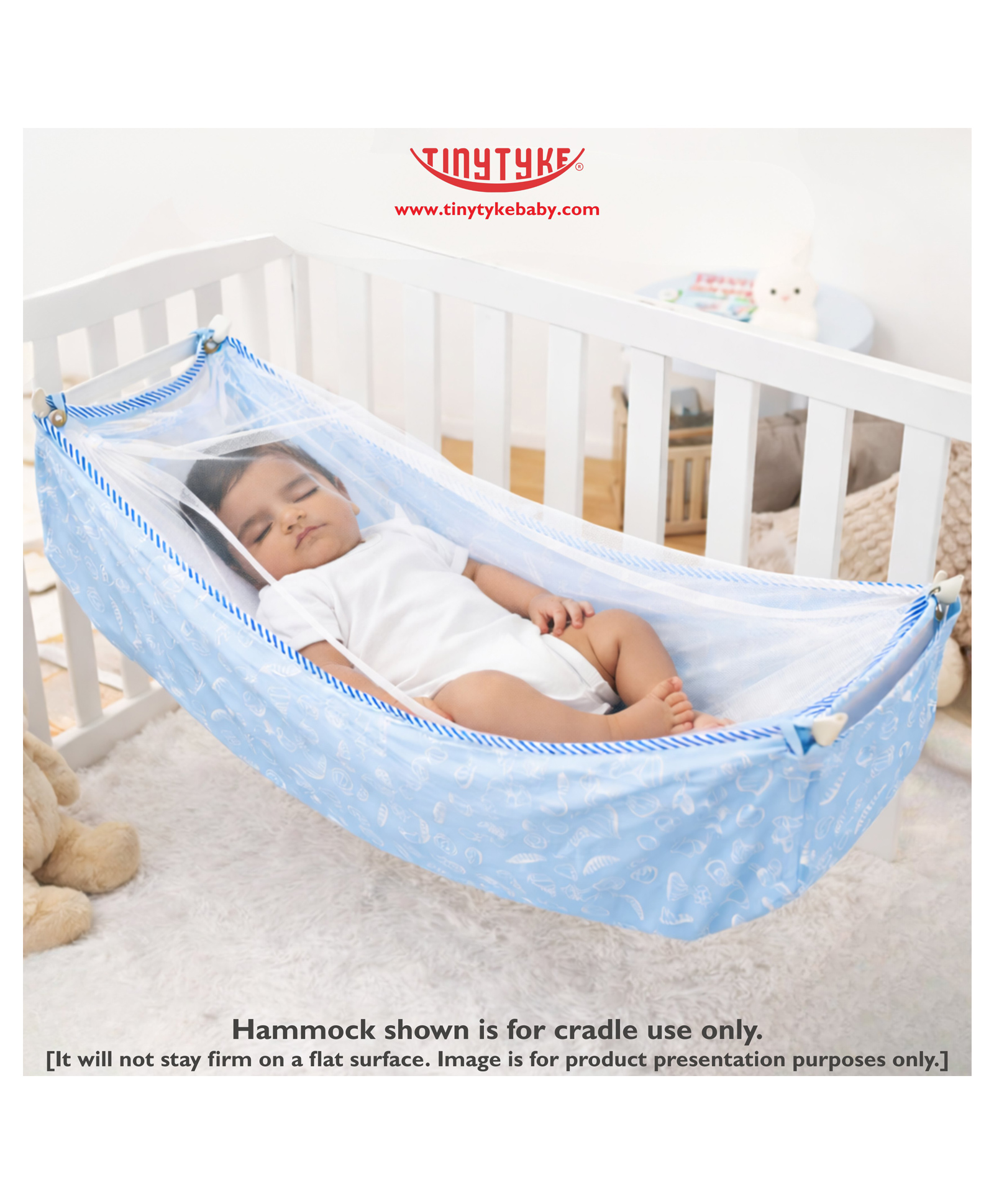 TinyTyke Baby Simple Hammock | Mosquito Net | Blue-image-28