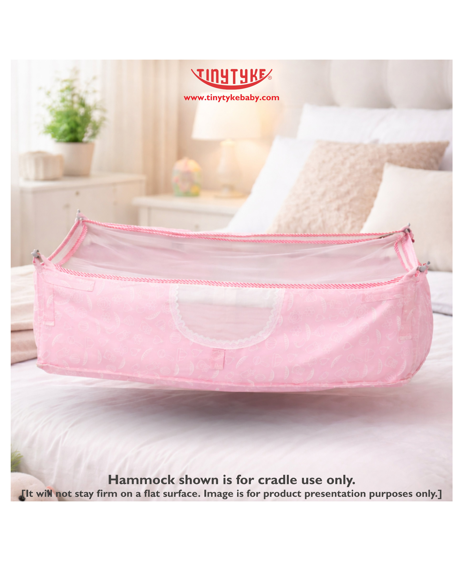 TinyTyke Baby Square Hammock | Mattress | Pipe Kit | Pink