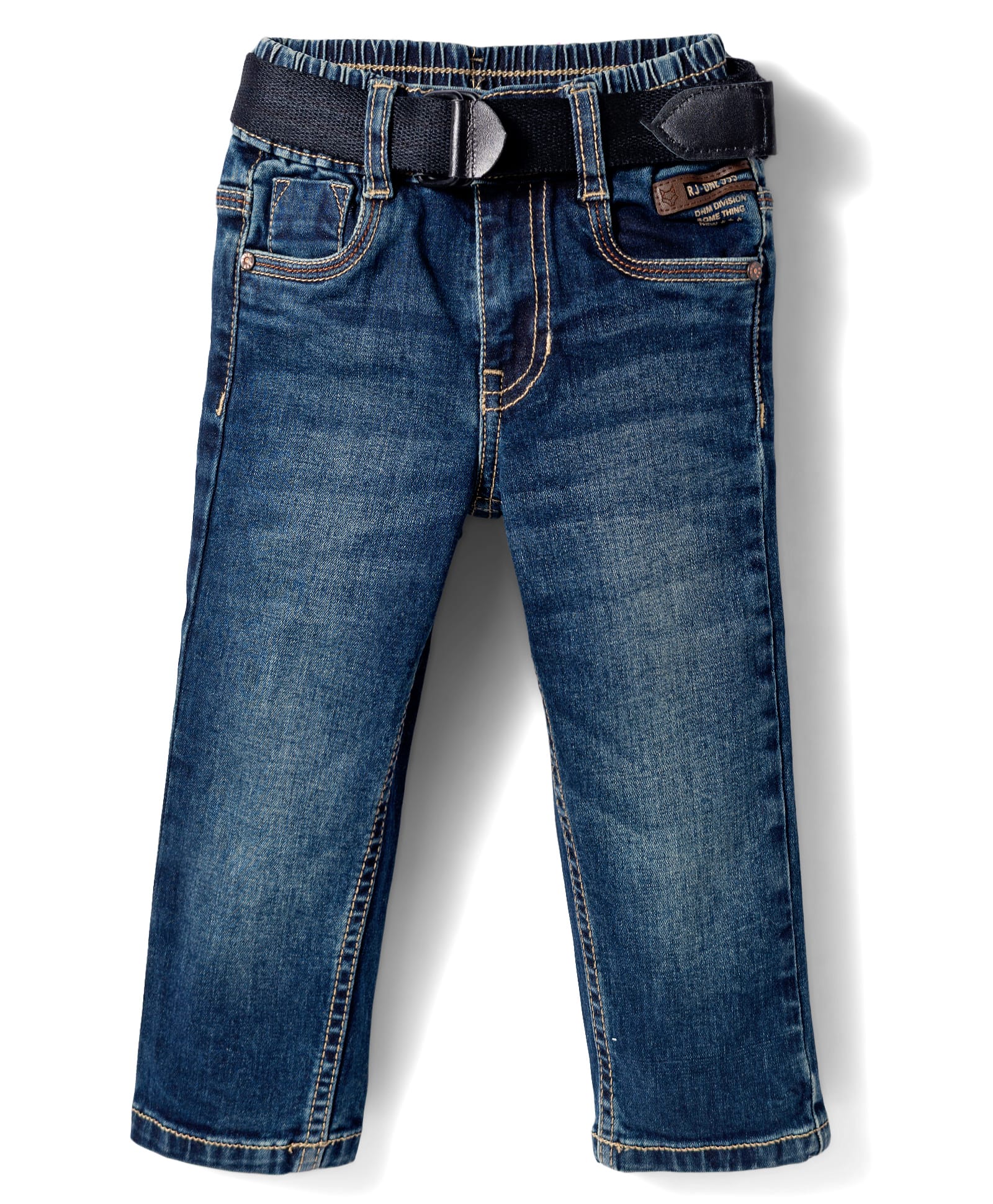 Ruff Denim Full Length Washed Jeans With Belt - Blue
