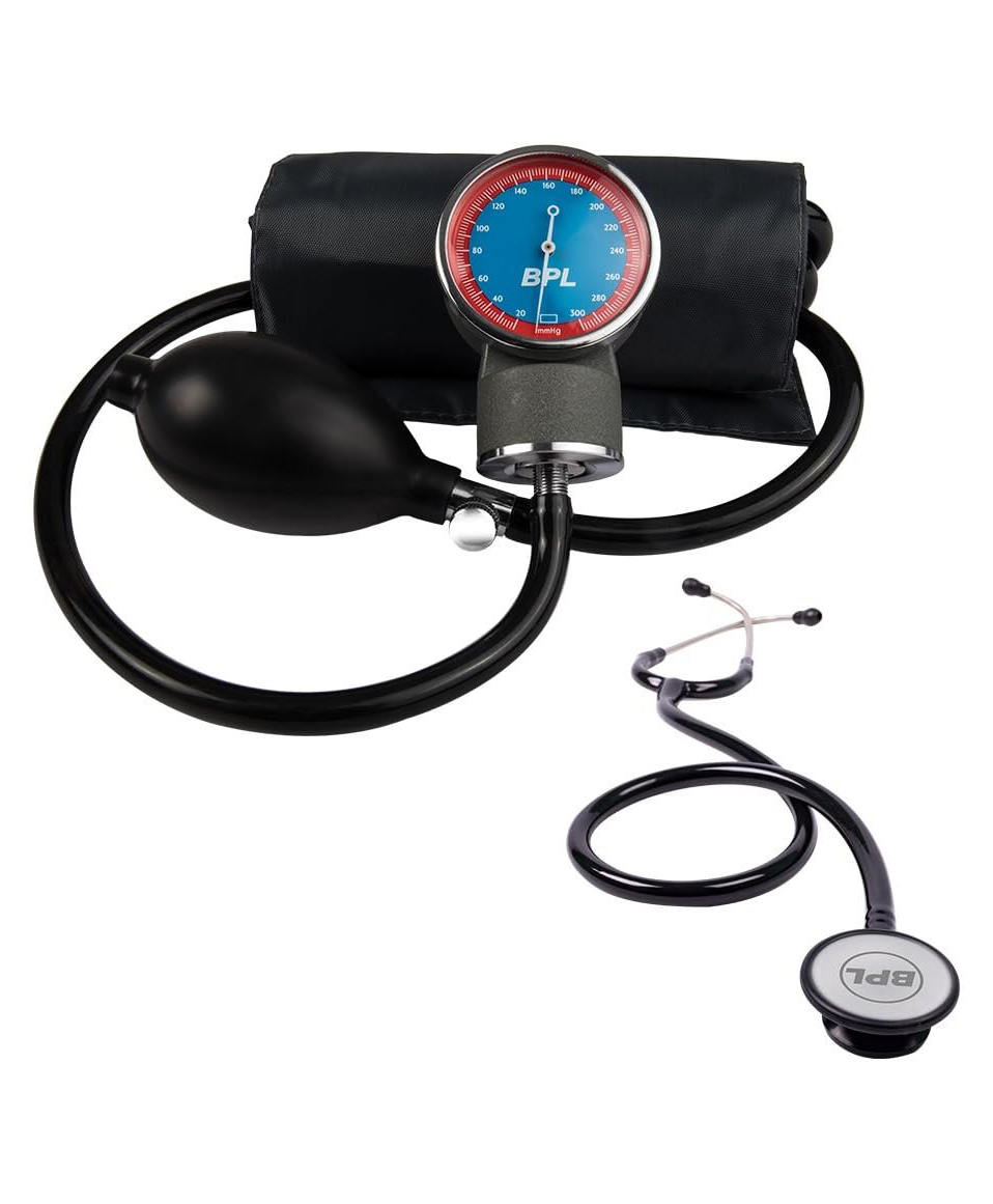 BPL Medical Technologies Aneroid Sphygmomanometer Manual Blood Pressure Monitor and ST-02 Brass Stethoscope-image-7