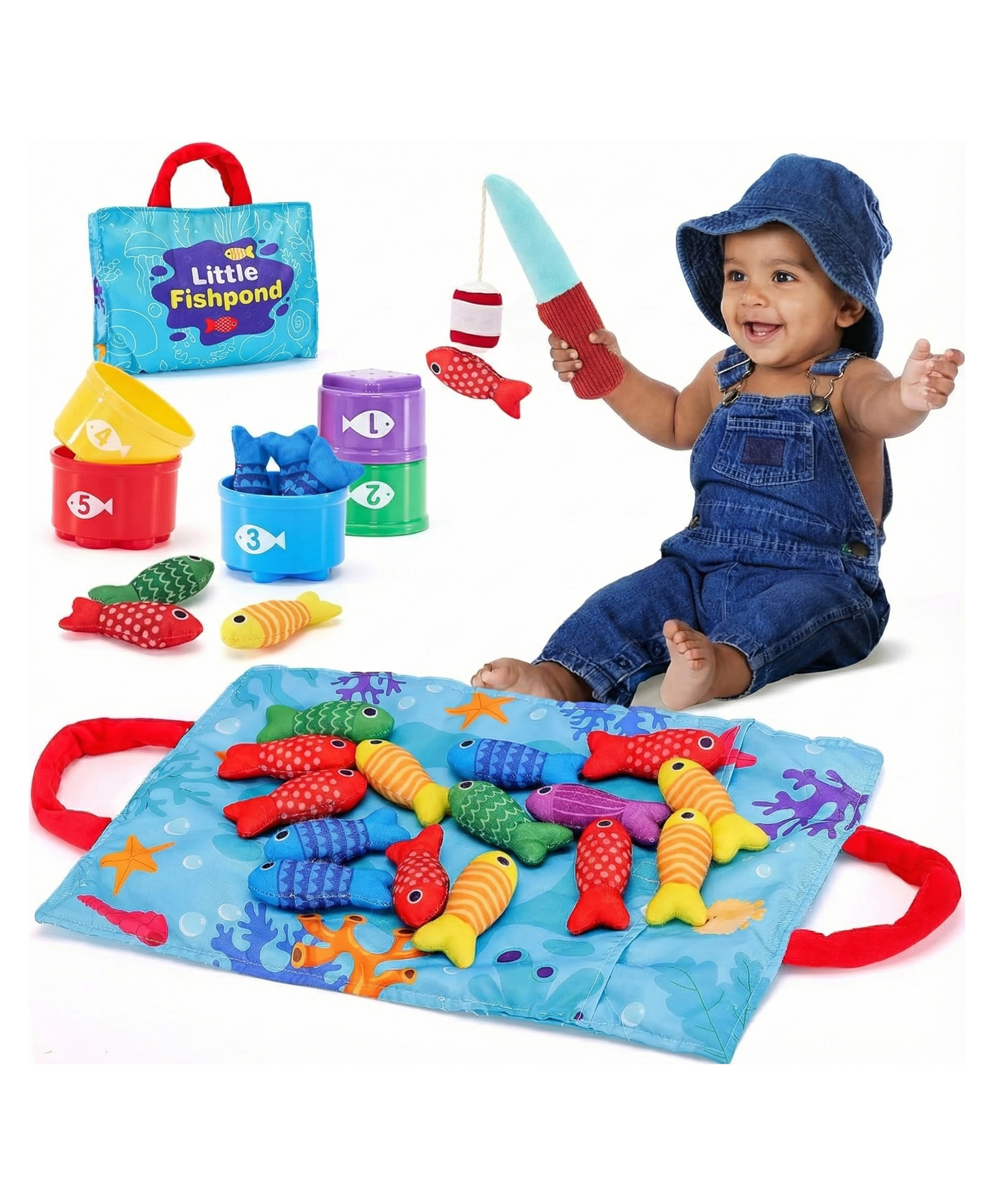 Kidology Montessori 2-in-1 Fishing & Stacking Counting Toy for Kids