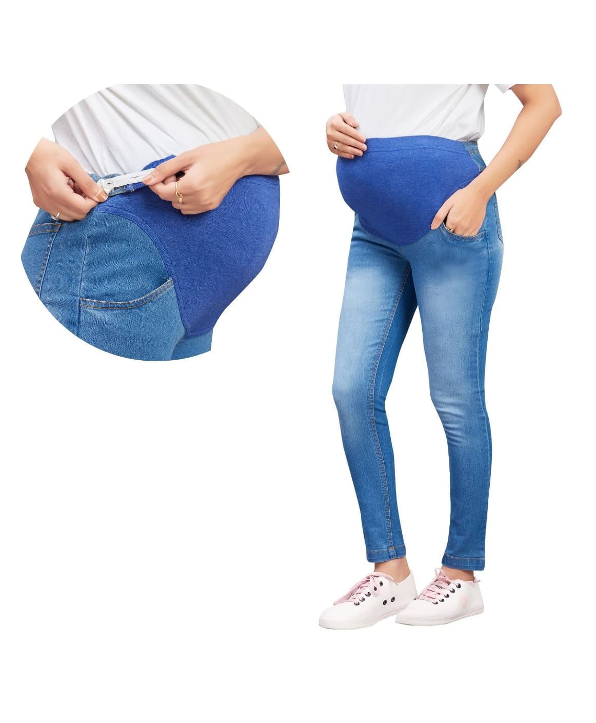 Mama & Bebe Denim Washed Maternity Jeans - Light Blue-picture-25