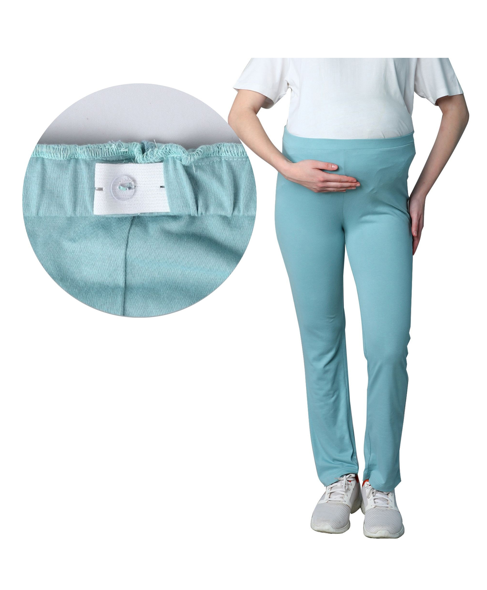 Mama & Bebe Knitted Knit Solid Maternity Pant - Mint