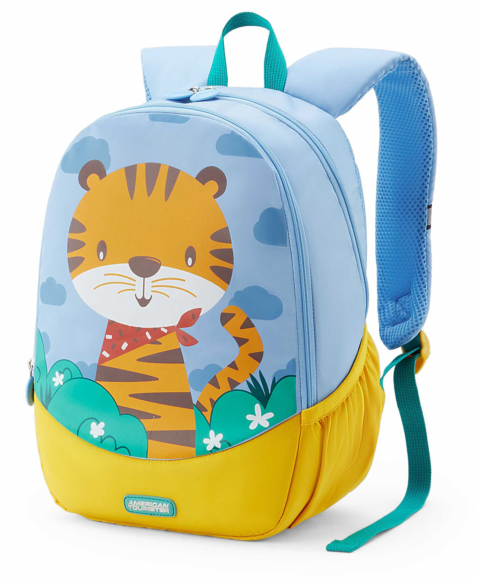 American Tourister Buzzy Tiger Print Backpack Blue - Height 14 Inches
