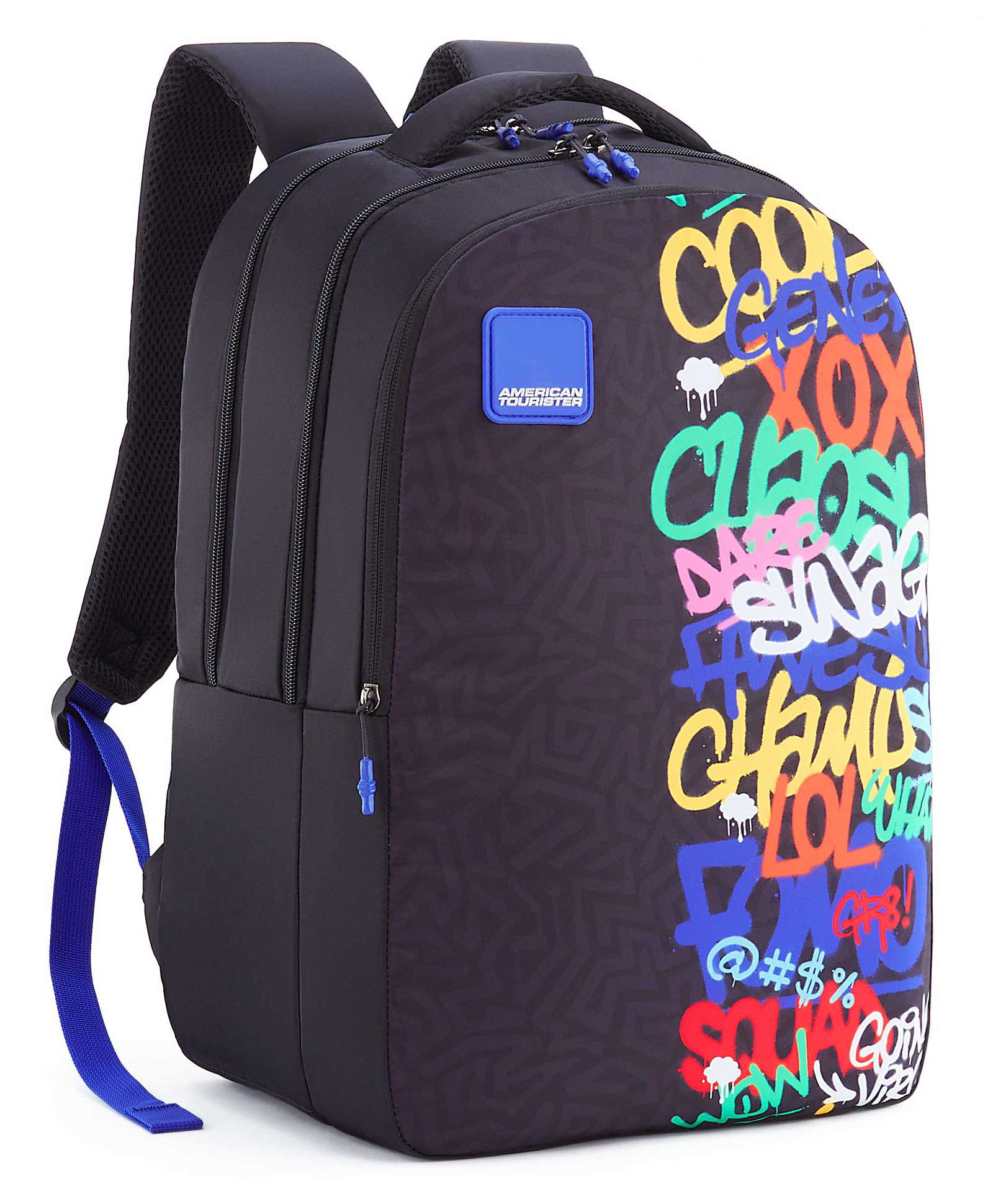 American Tourister Height 18 Inches Drip 33 Litres Graffiti Print Backpack With 3 Compartments - Black-image-42