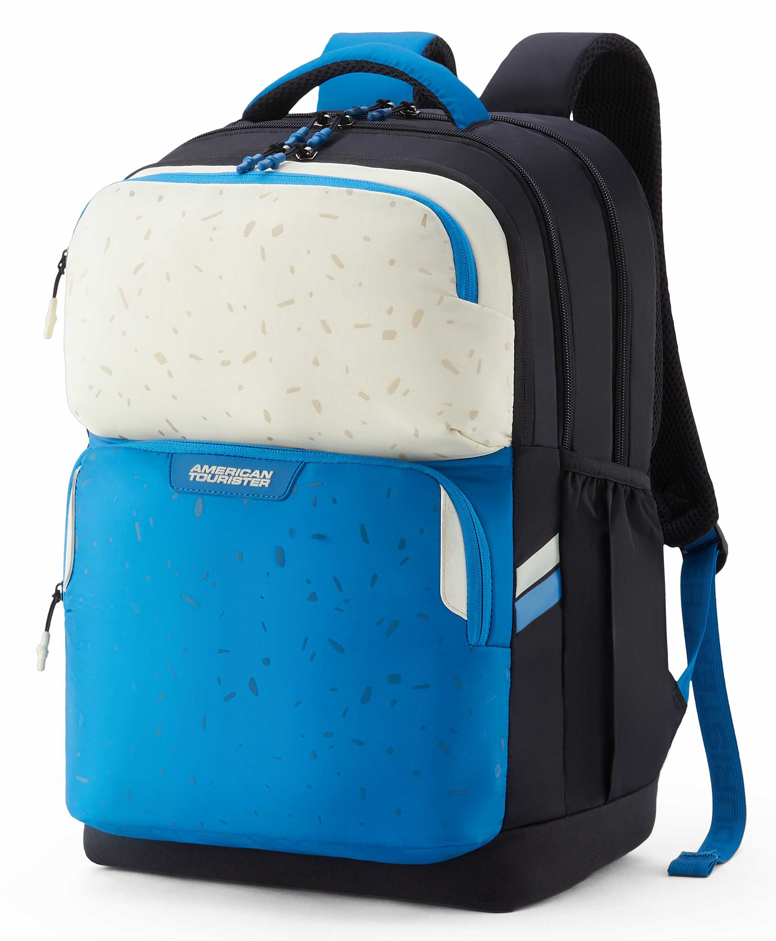 American Tourister Height 18 Inches Banger 36 Litres Backpack With 3 Compartments & 2 Front Pockets - Black & Blue-image-14