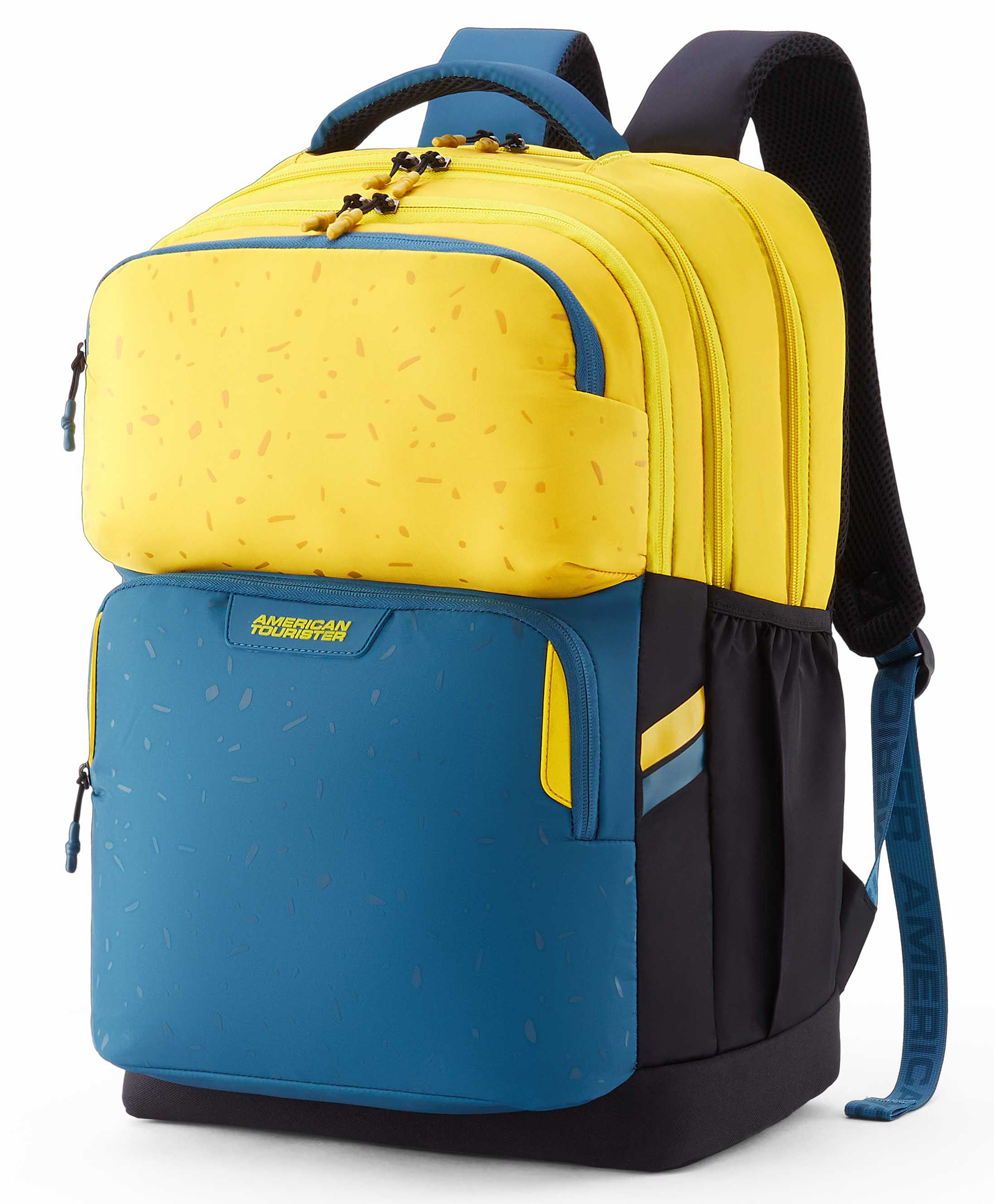 American Tourister Height 18 Inches Banger 36 Litres Backpack With 3 Compartments & 2 Front Pockets - Mustard Yellow & Deep Green-image-46