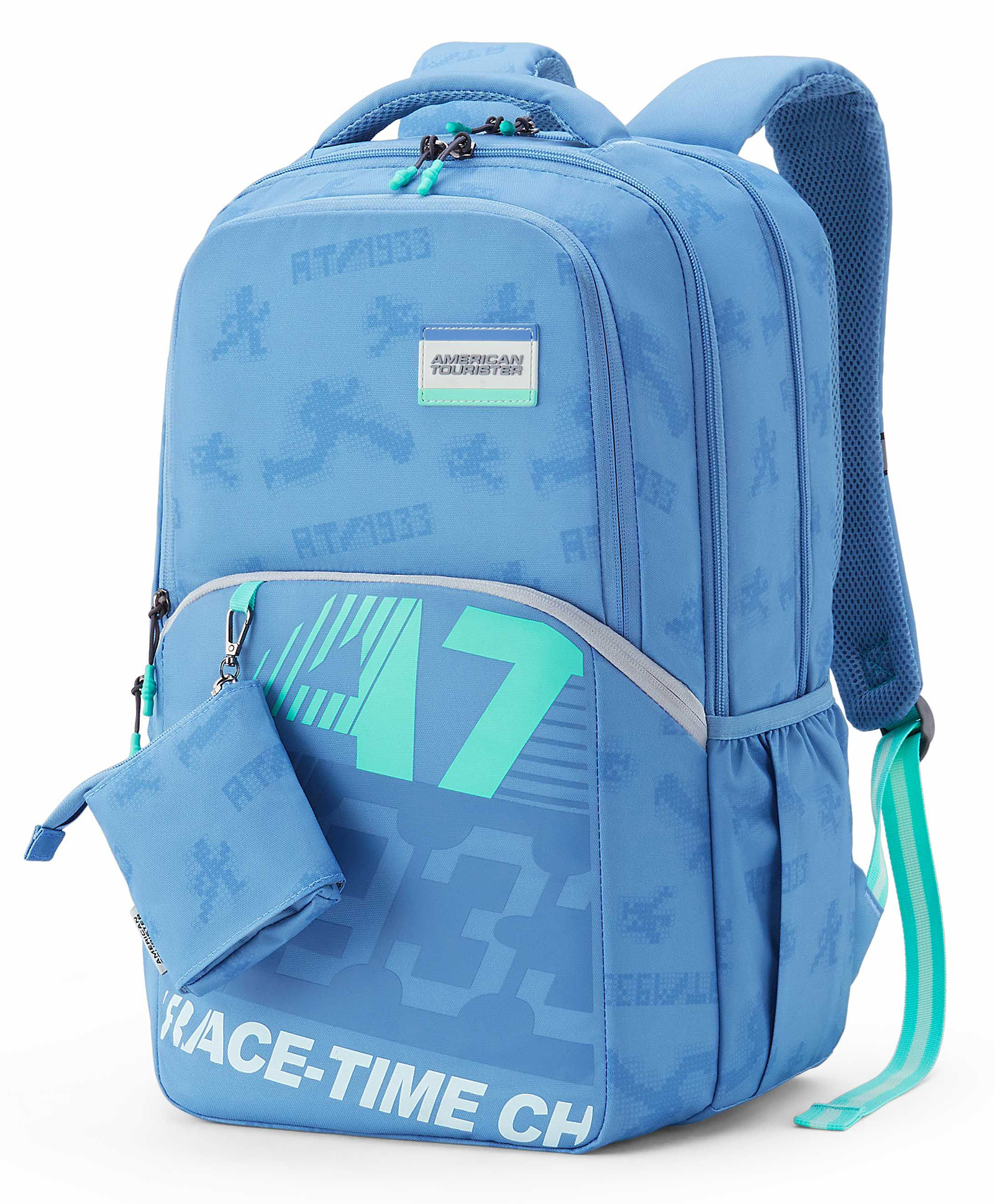 American Tourister Height 19 Inches Uni-Teen 32 Litres Backpack With 3 Compartments & 1 Front Pocket - Elemental Blue-image-13