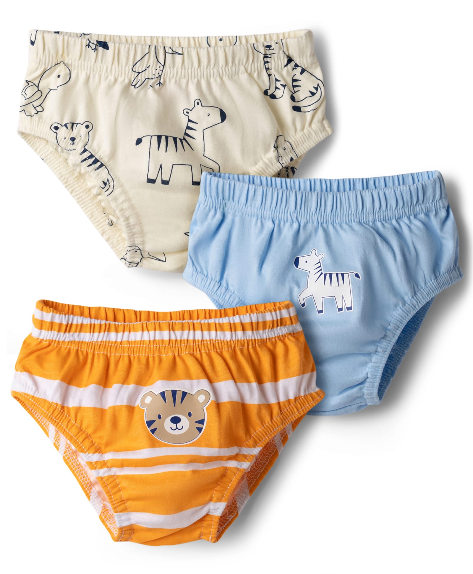 Babyhug 100% Cotton Single Jersey Knit Antibacterial Briefs With Animal Print Pack of 3 - Multicolor-image-32
