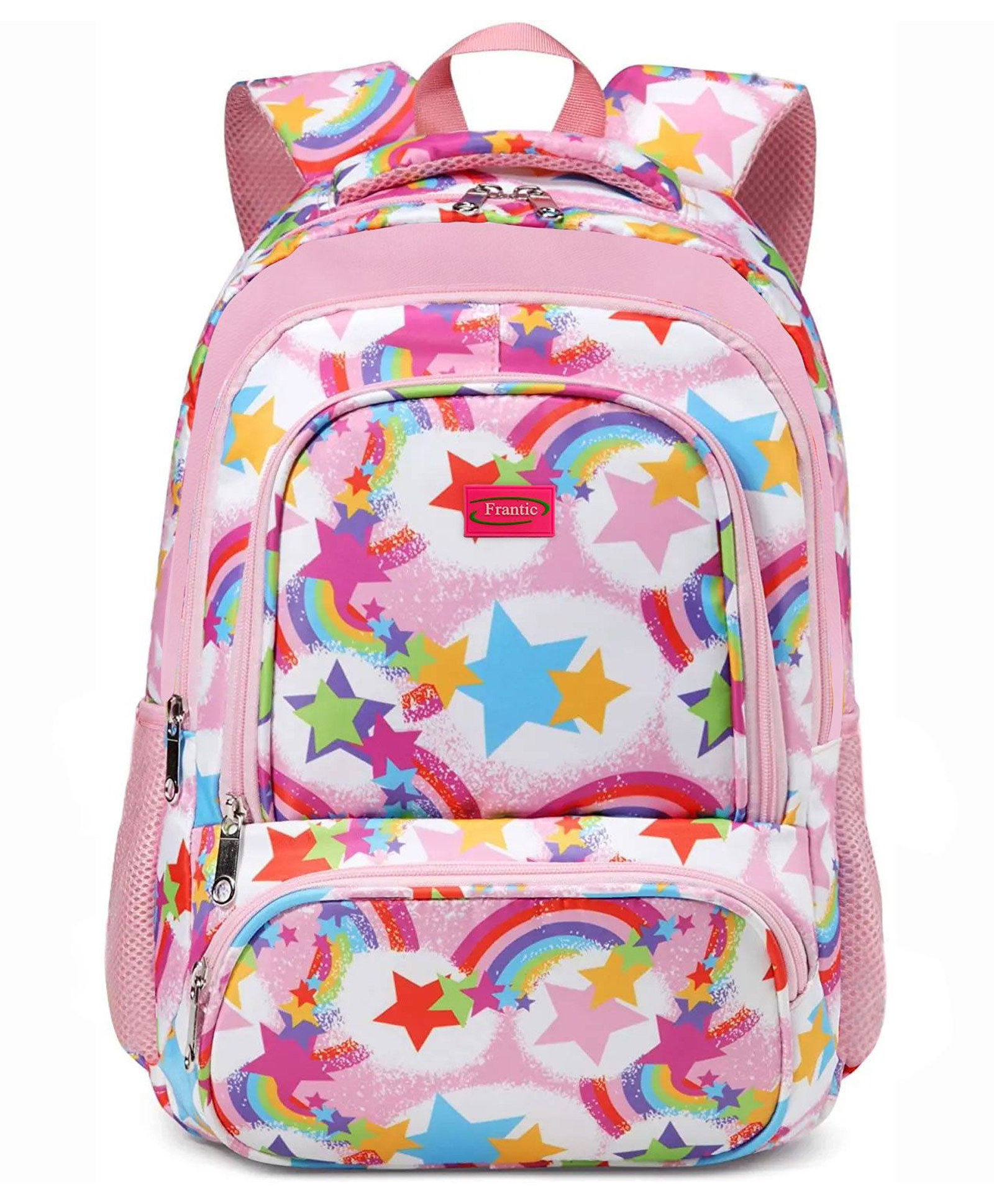Frantic Premium Quality Pink Happy Stars school bag for Kids - Height 16 inches-image-42
