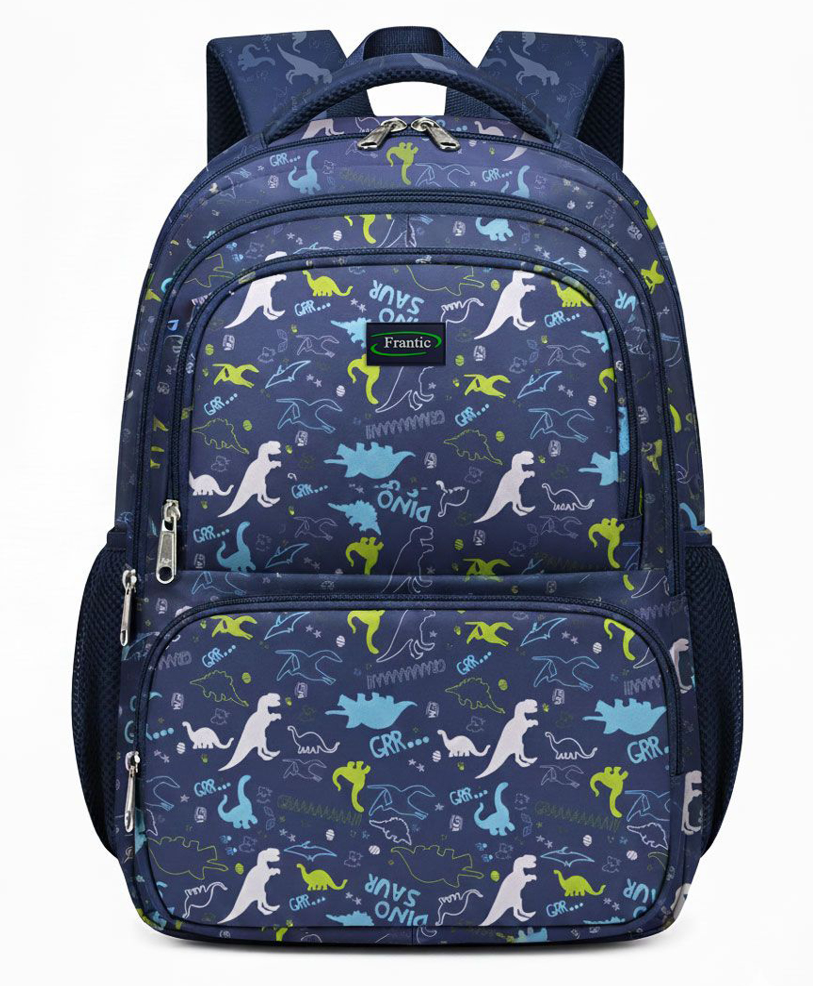 Frantic Premium Quality Blue Dino Jungle school bag for Kids - Height 16 inches-image-8