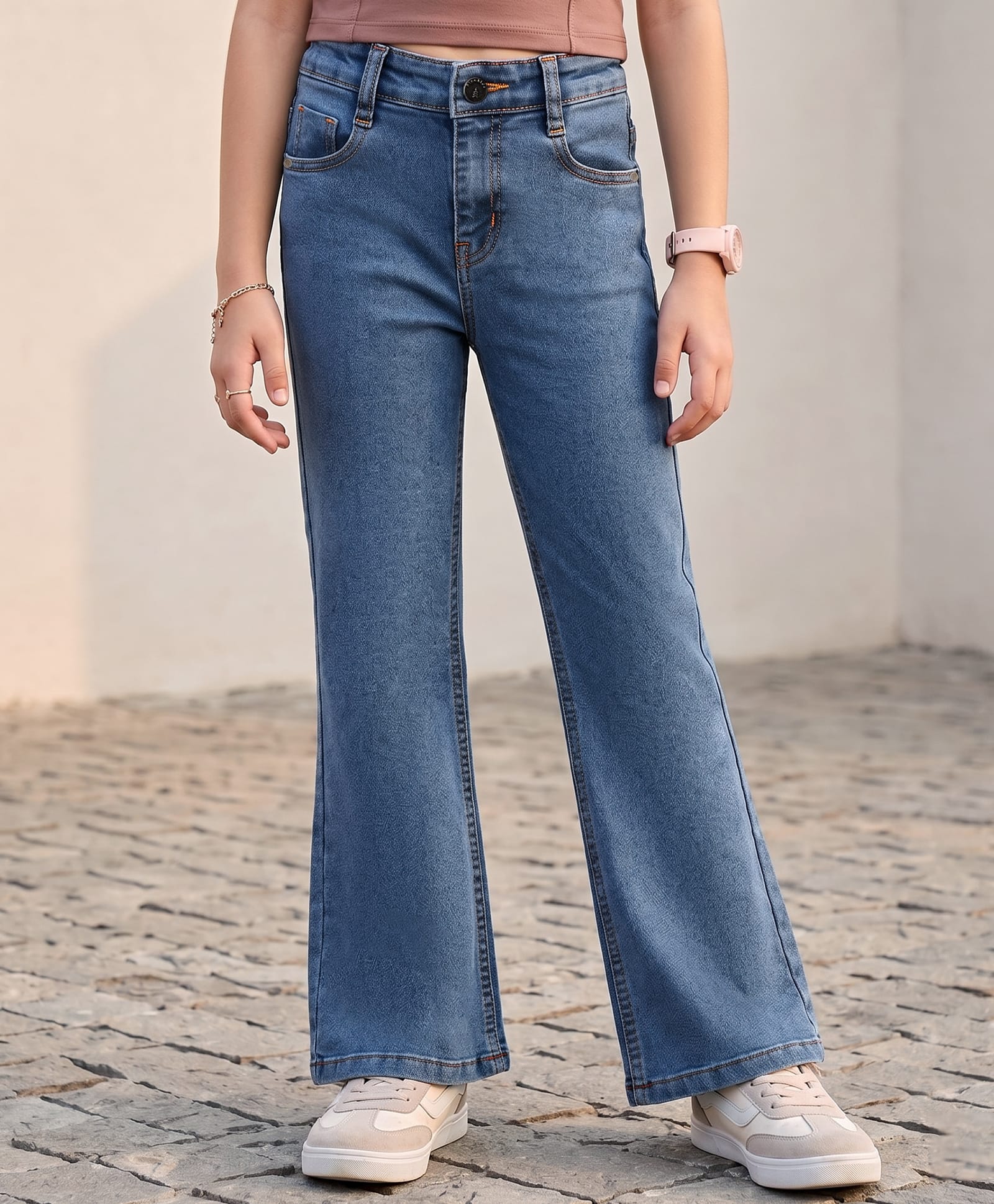 Pine Kids Woven Full Length Washed Jeans - Blue-image-38